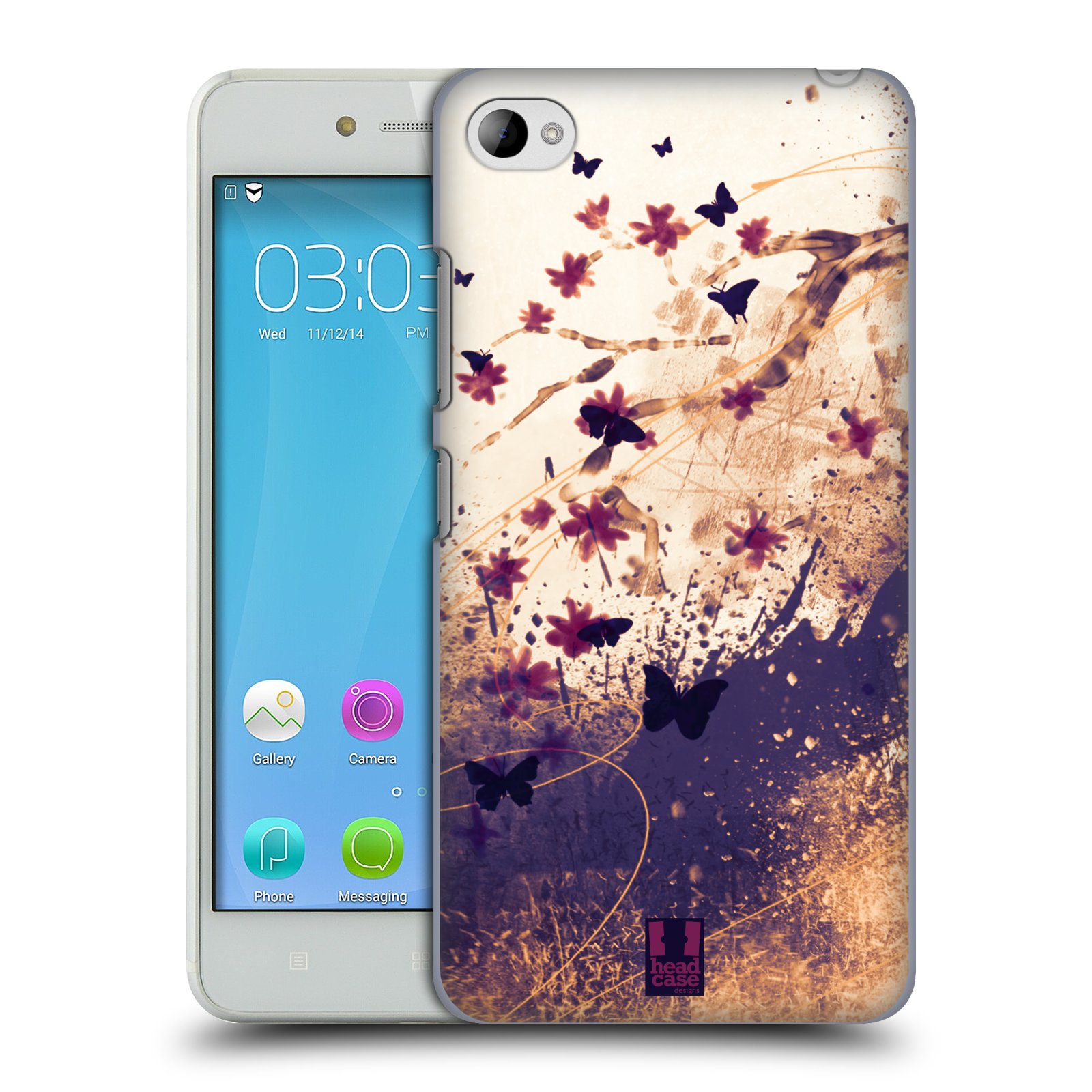HEAD CASE pevný plastový obal na mobil LENOVO S90 vzor Kreslené barevné květiny KVĚTY A MOTÝLCI