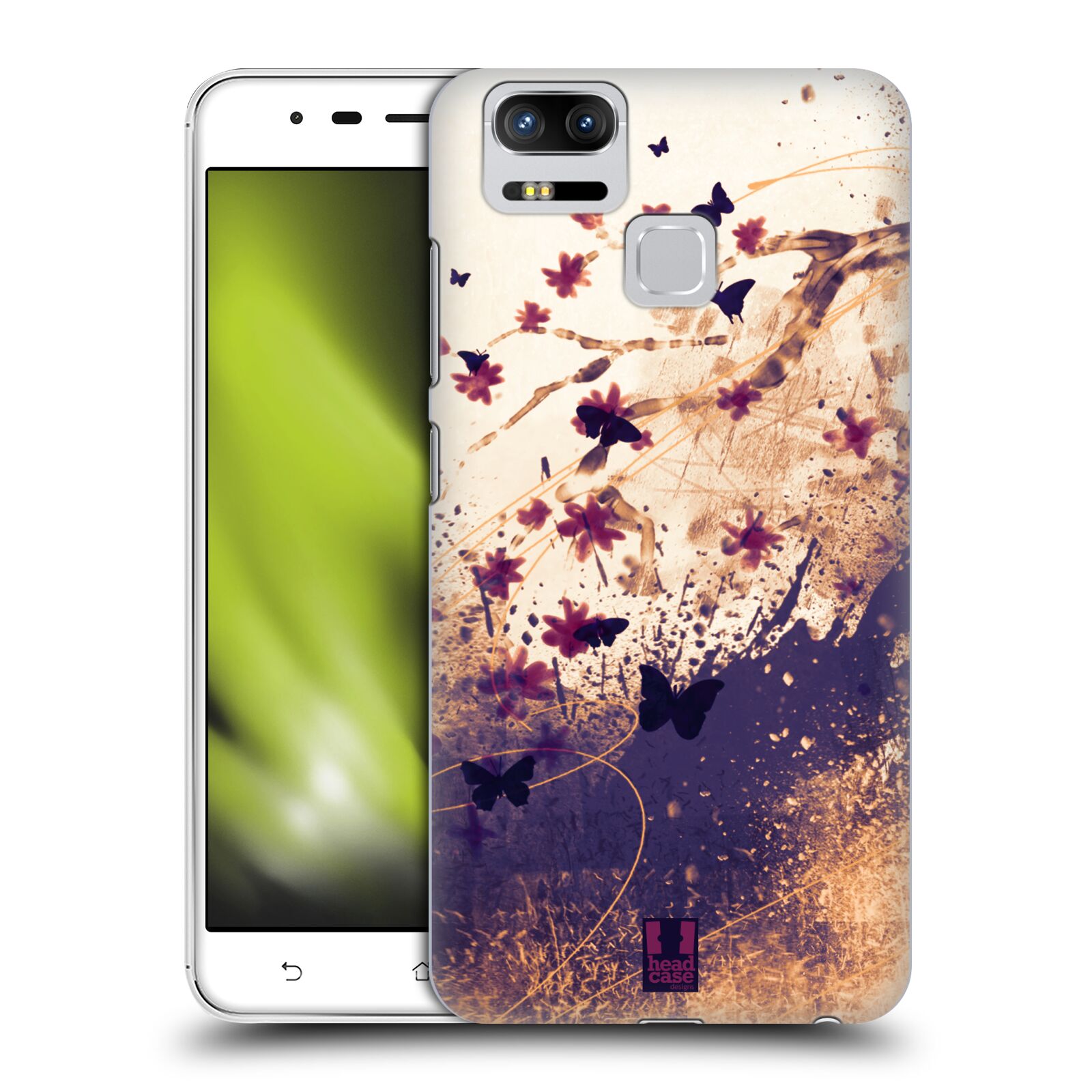 HEAD CASE plastový obal na mobil Asus Zenfone 3 Zoom ZE553KL vzor Kreslené barevné květiny KVĚTY A MOTÝLCI