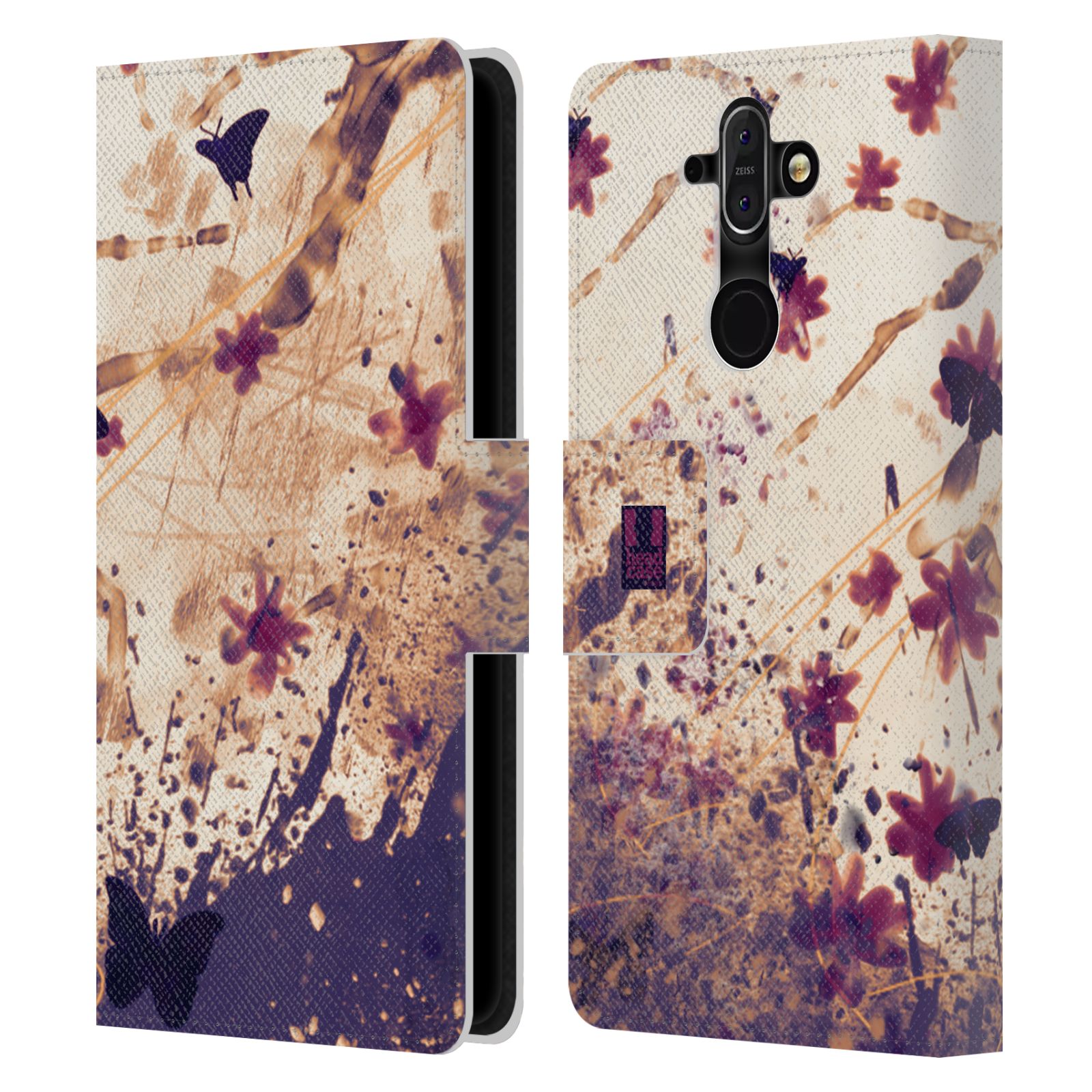 HEAD CASE Flipové pouzdro pro mobil Nokia 8 SIROCCO barevná malba květy a motýlci