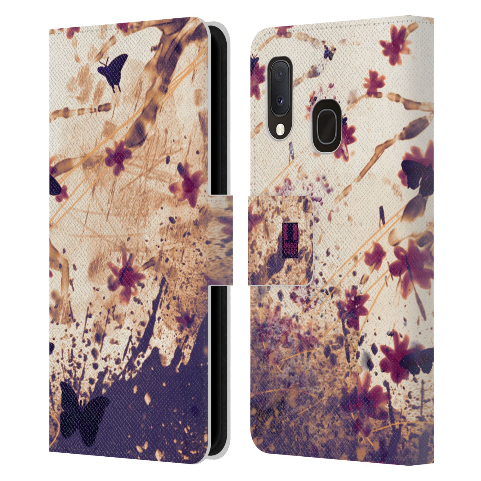 Pouzdro na mobil Samsung Galaxy A20e barevná malba květy a motýlci