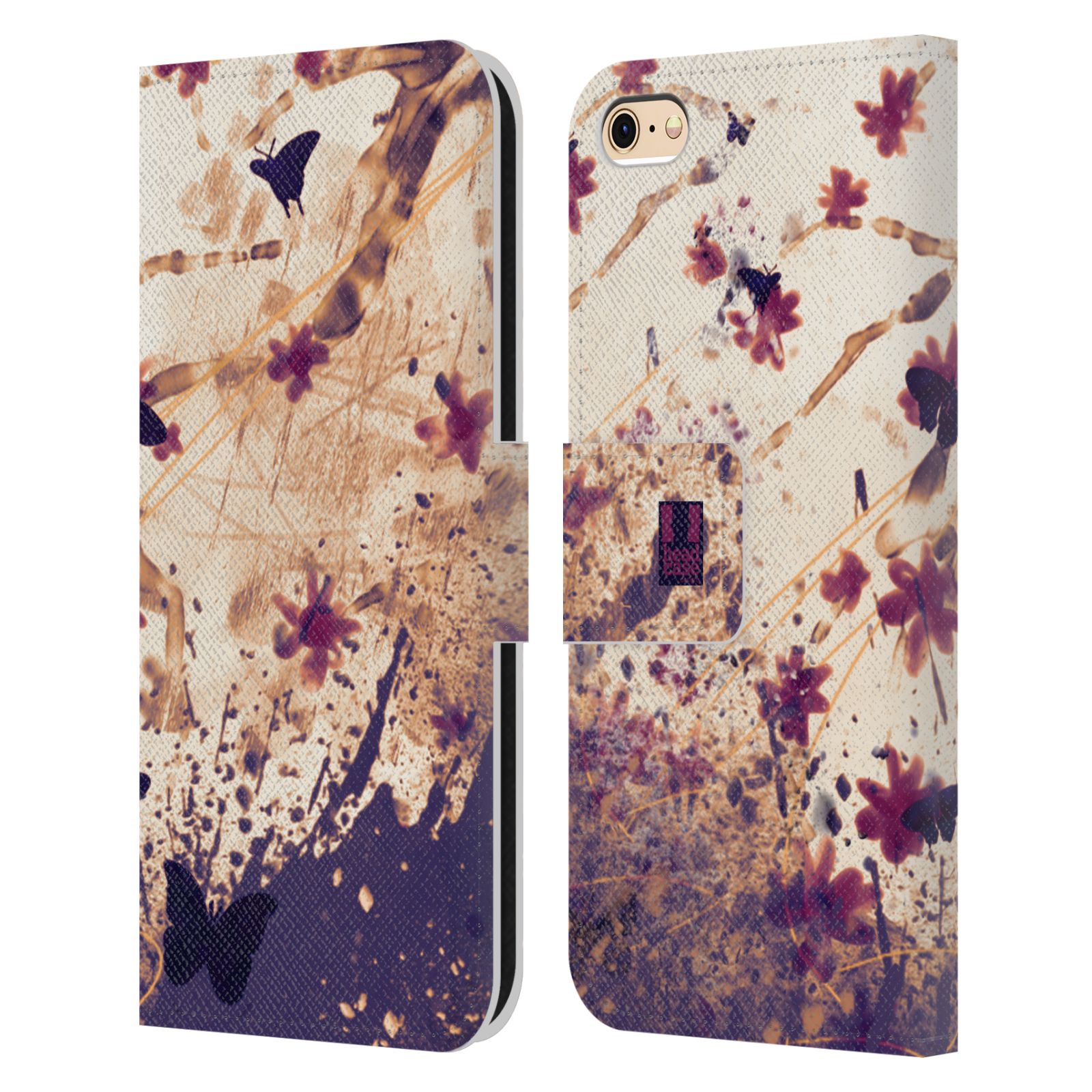 HEAD CASE Flipové pouzdro pro mobil Apple Iphone 6/6s barevná malba květy a motýlci