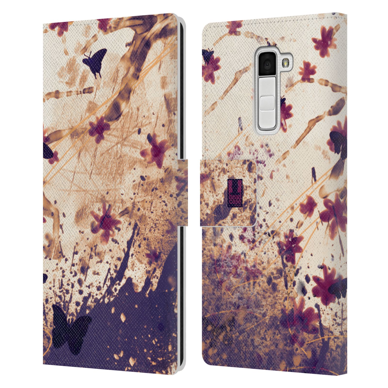 HEAD CASE Flipové pouzdro pro mobil LG K10 barevná malba květy a motýlci
