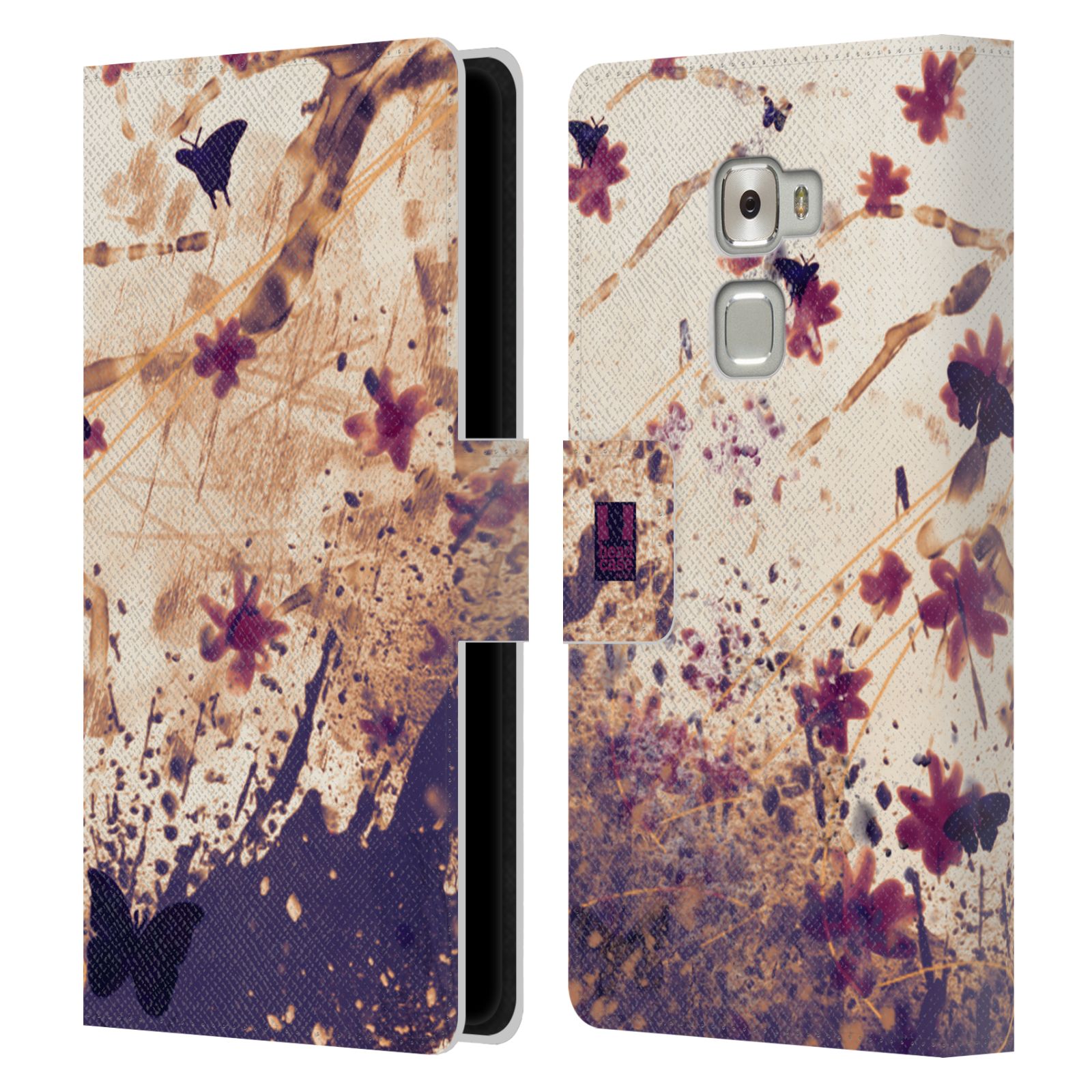 HEAD CASE Flipové pouzdro pro mobil Huawei MATE S barevná malba květy a motýlci