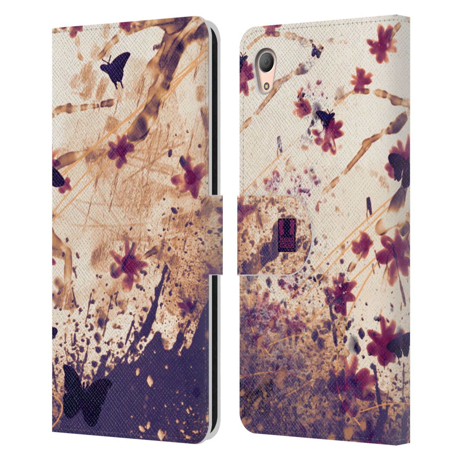 HEAD CASE Flipové pouzdro pro mobil SONY XPERIA Z3+ (PLUS) barevná malba květy a motýlci