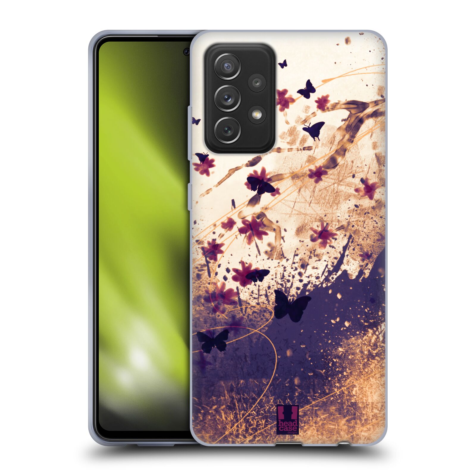 Plastový obal HEAD CASE na mobil Samsung Galaxy A72 / A72 5G vzor Kreslené barevné květiny KVĚTY A MOTÝLCI