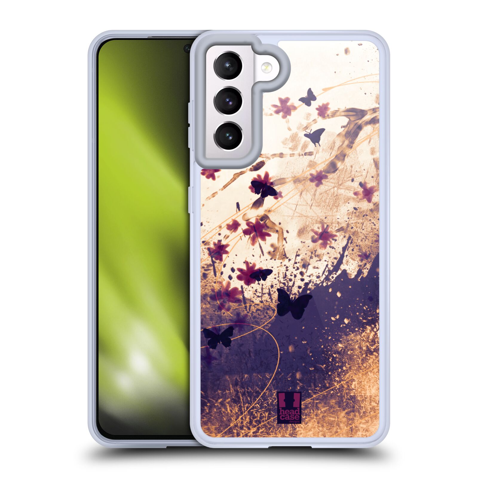 Plastový obal HEAD CASE na mobil Samsung Galaxy S21 5G vzor Kreslené barevné květiny KVĚTY A MOTÝLCI