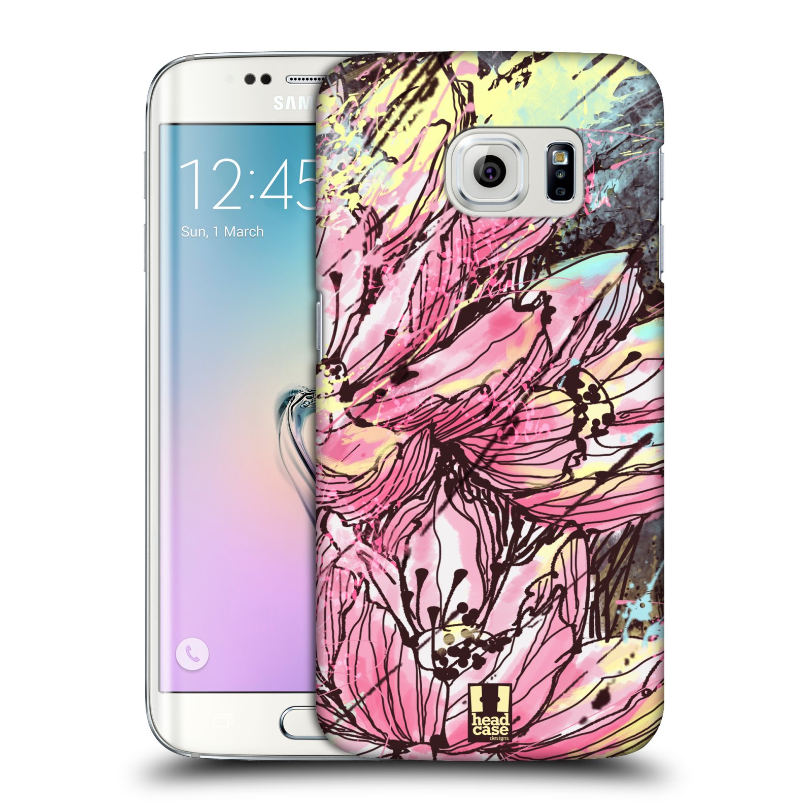 HEAD CASE plastový obal na mobil SAMSUNG Galaxy S6 EDGE (G9250, G925, G925F) vzor Kreslené barevné květiny RŮŽOVÁ HANAKOTOBA