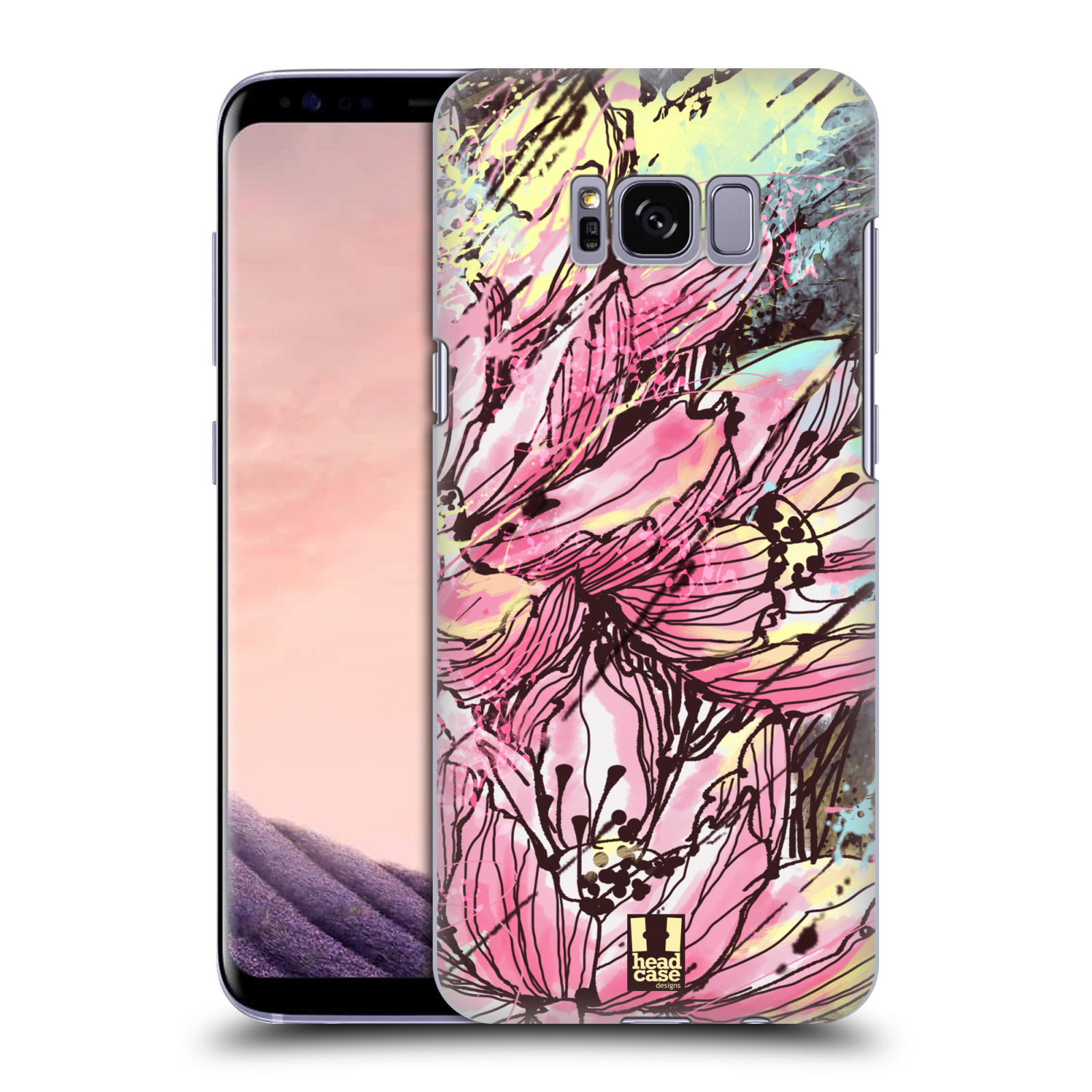 HEAD CASE plastový obal na mobil Samsung Galaxy S8 vzor Kreslené barevné květiny RŮŽOVÁ HANAKOTOBA
