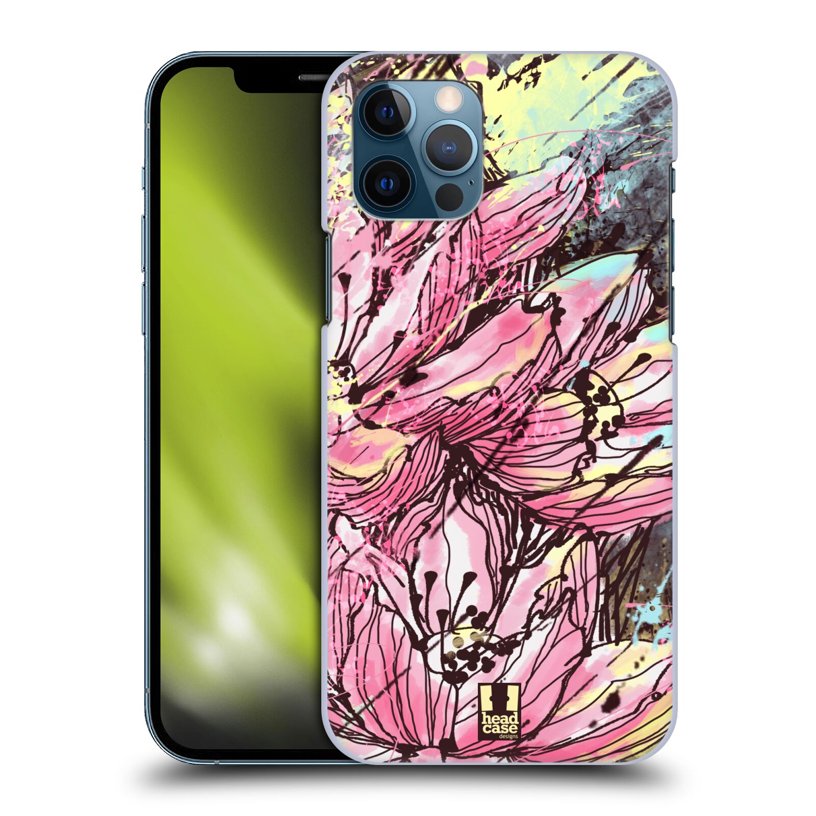 HEAD CASE plastový obal na mobil Apple Iphone 12 / Iphone 12 PRO vzor Kreslené barevné květiny RŮŽOVÁ HANAKOTOBA