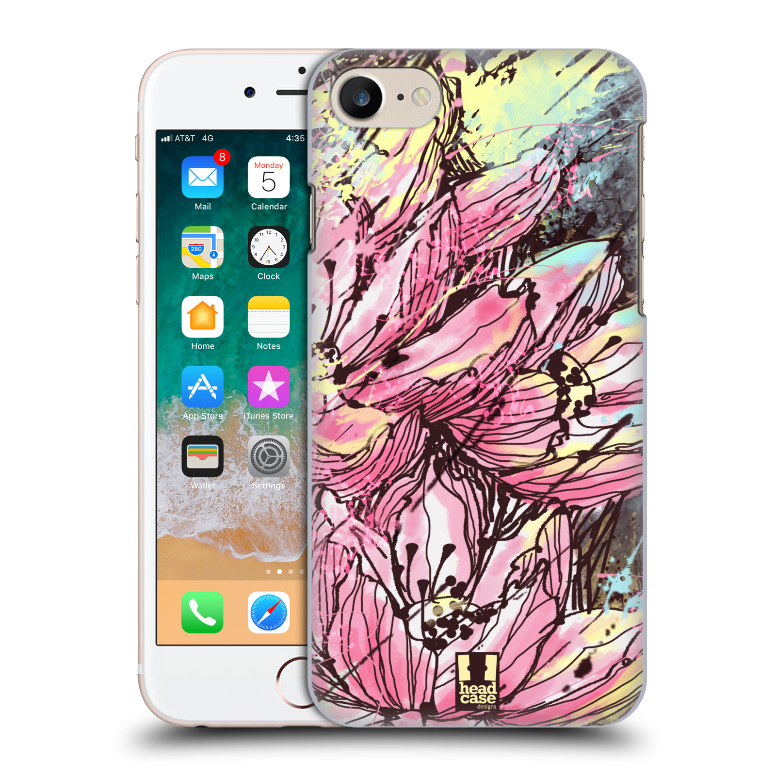 HEAD CASE plastový obal na mobil Apple Iphone 7 vzor Kreslené barevné květiny RŮŽOVÁ HANAKOTOBA