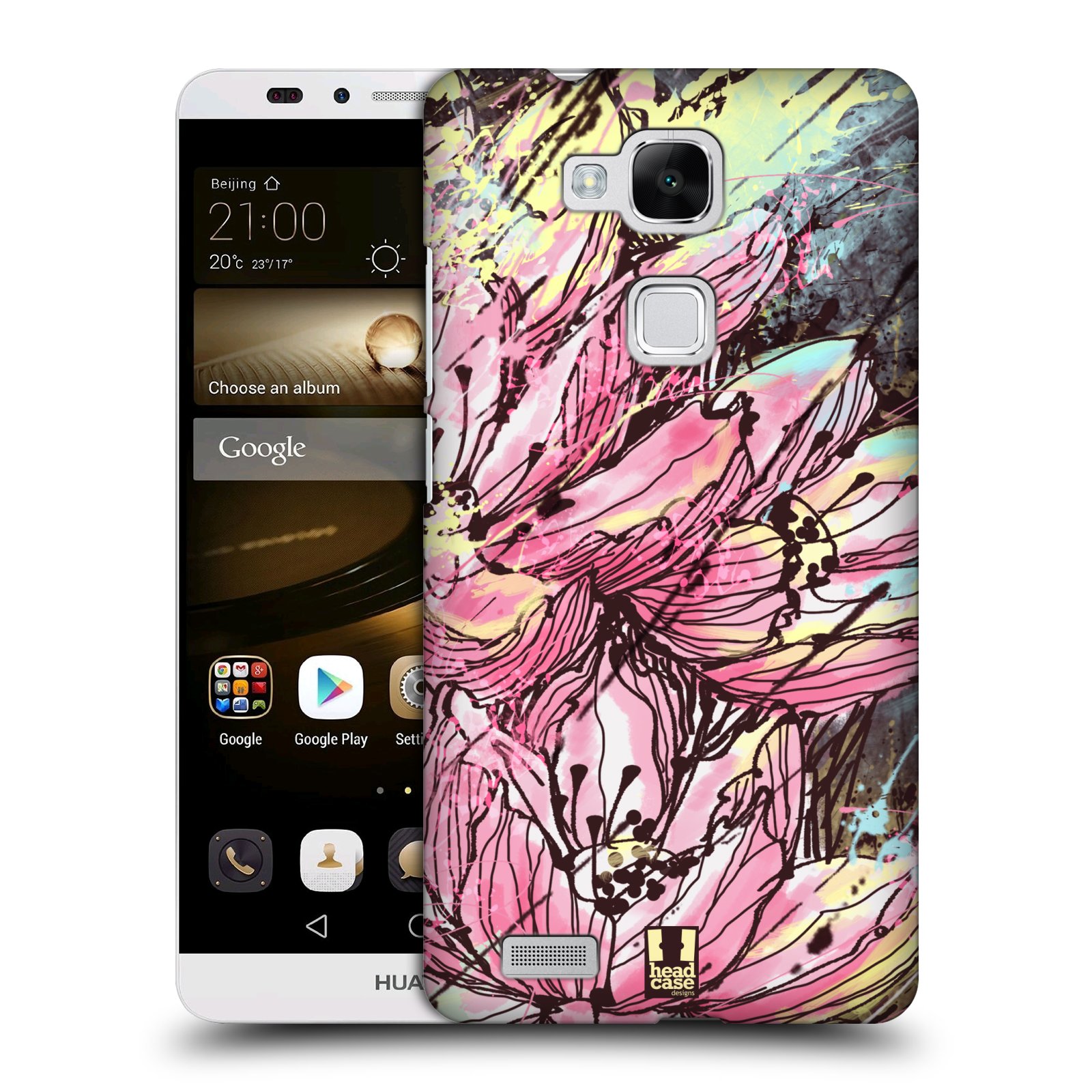 HEAD CASE plastový obal na mobil Huawei Mate 7 vzor Kreslené barevné květiny RŮŽOVÁ HANAKOTOBA