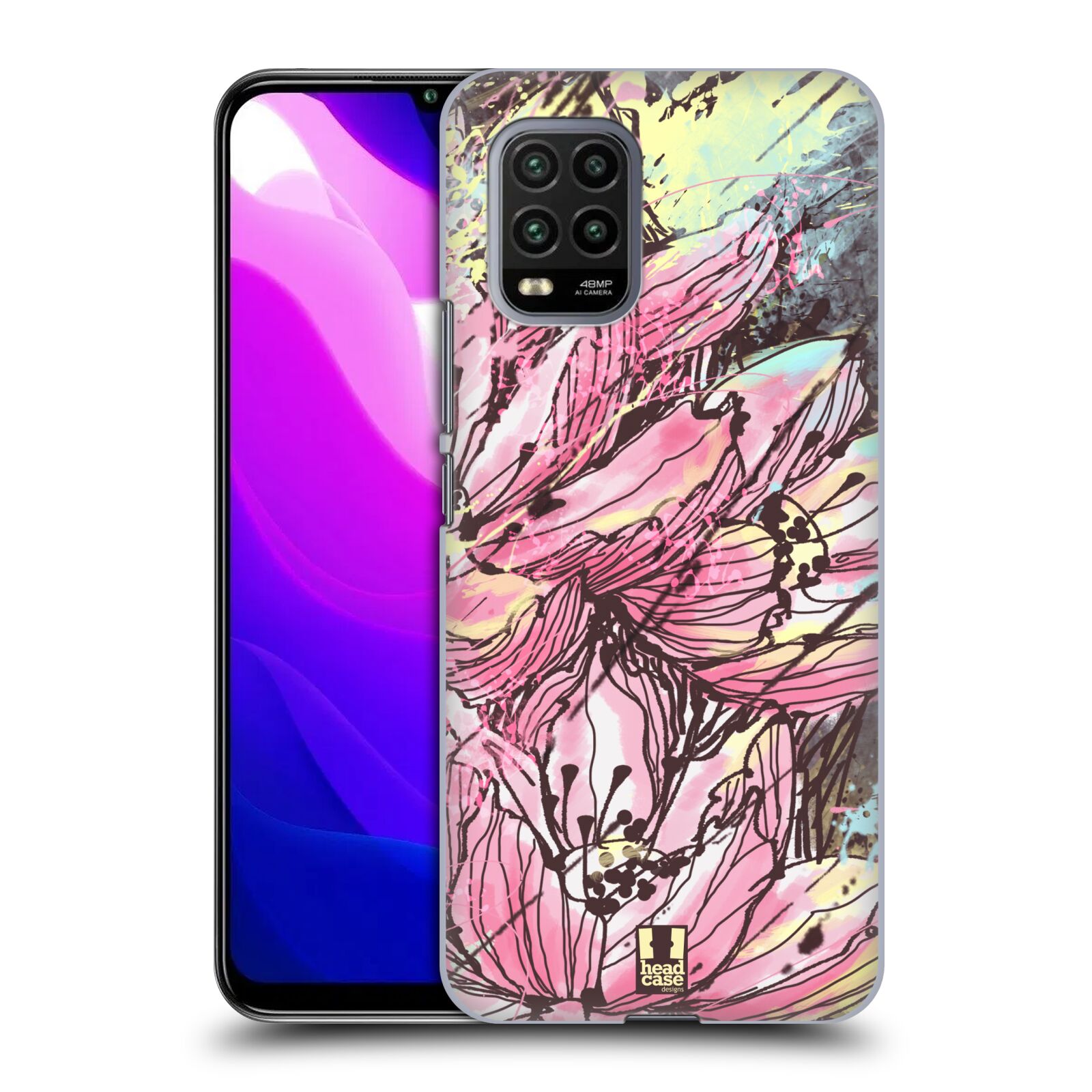 Zadní kryt, obal na mobil Xiaomi Mi 10 LITE vzor Kreslené barevné květiny RŮŽOVÁ HANAKOTOBA
