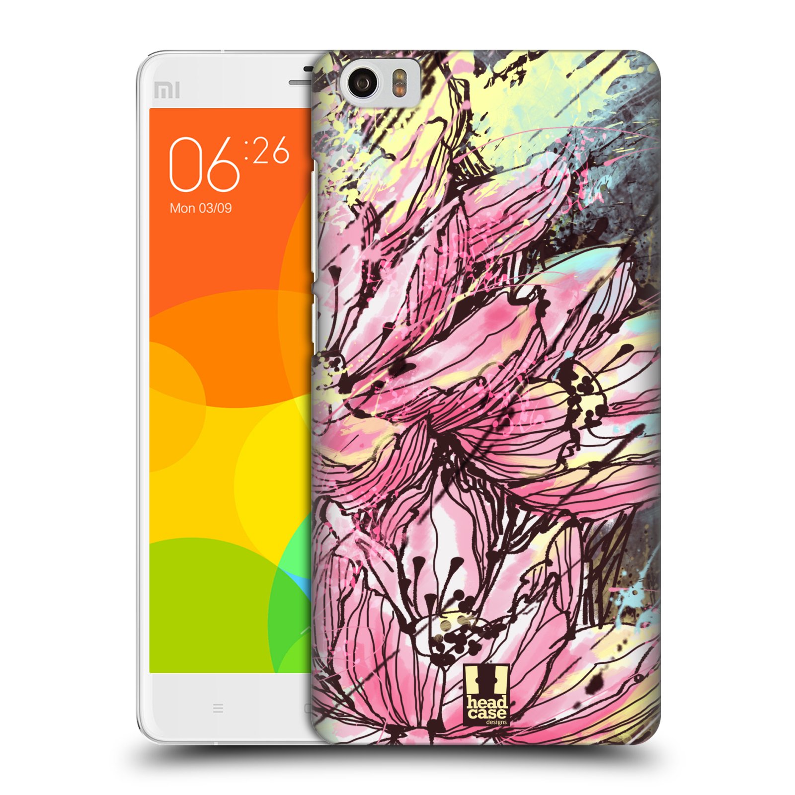 HEAD CASE pevný plastový obal na mobil XIAOMI Mi Note vzor Kreslené barevné květiny RŮŽOVÁ HANAKOTOBA
