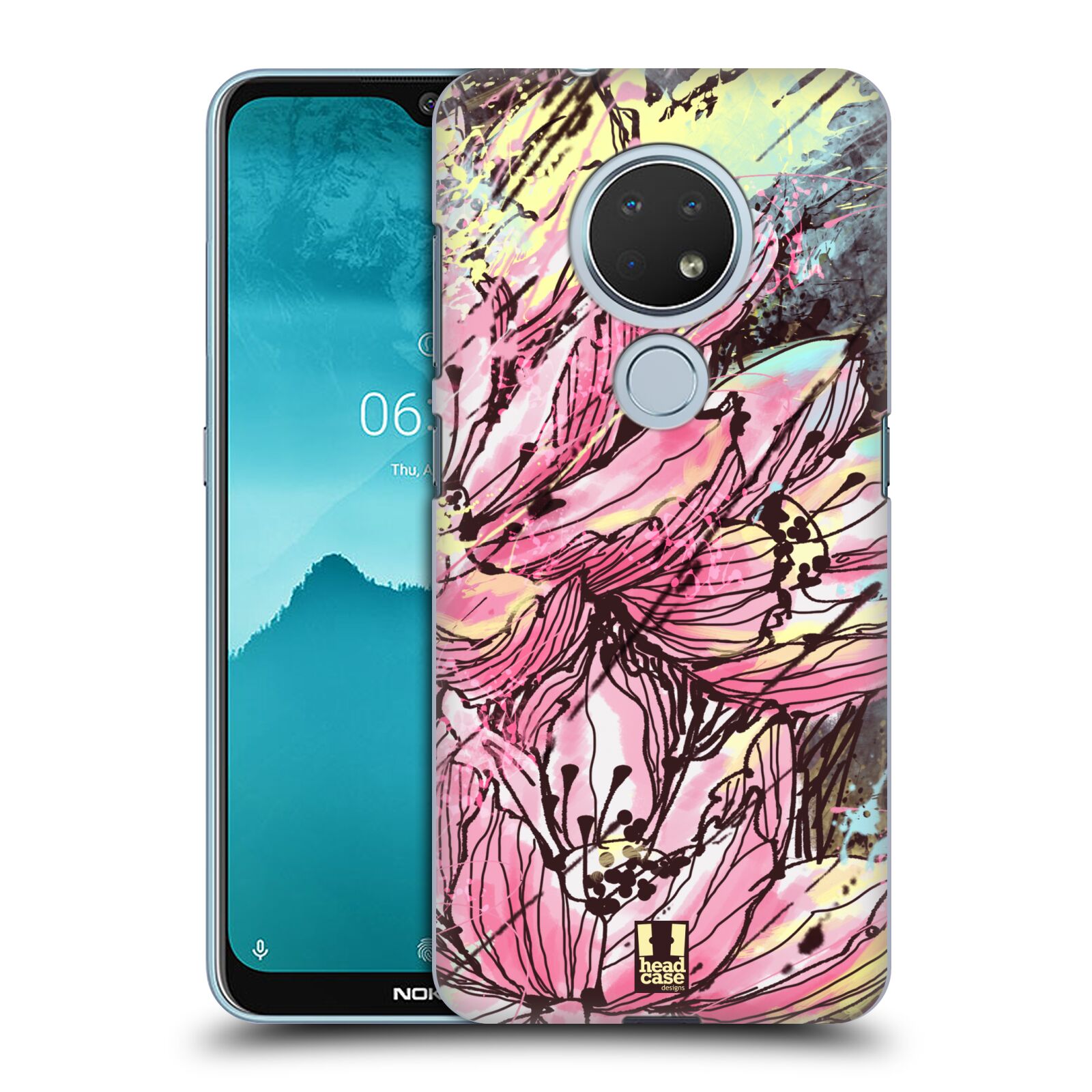Pouzdro na mobil Nokia 6.2 - HEAD CASE - vzor Kreslené barevné květiny RŮŽOVÁ HANAKOTOBA