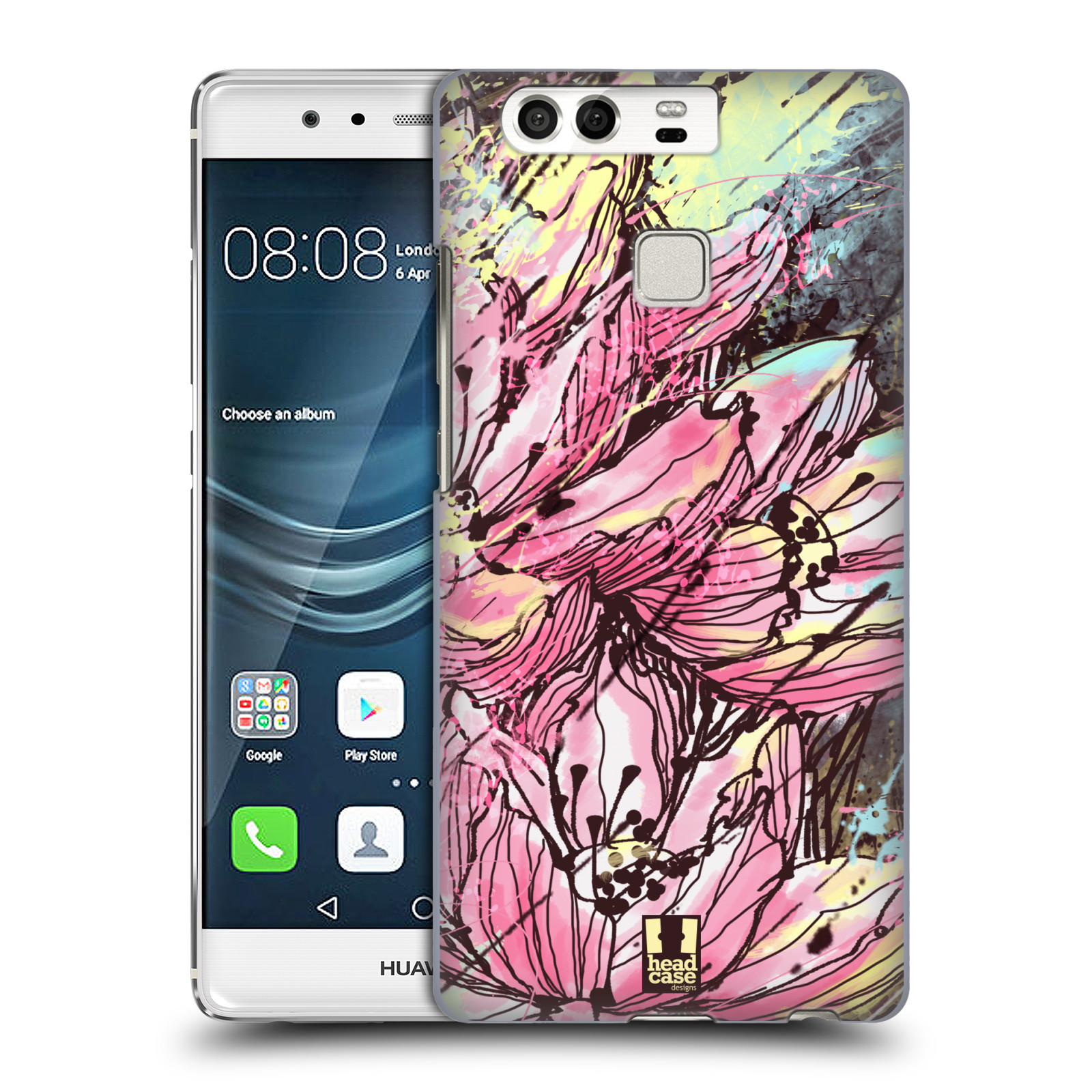 HEAD CASE plastový obal na mobil Huawei P9 / P9 DUAL SIM vzor Kreslené barevné květiny RŮŽOVÁ HANAKOTOBA