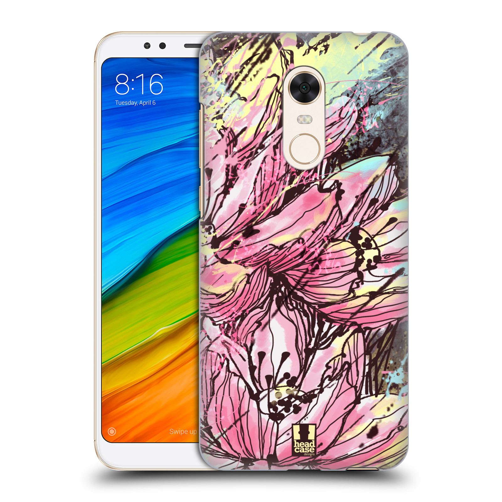 HEAD CASE plastový obal na mobil Xiaomi Redmi 5 PLUS vzor Kreslené barevné květiny RŮŽOVÁ HANAKOTOBA