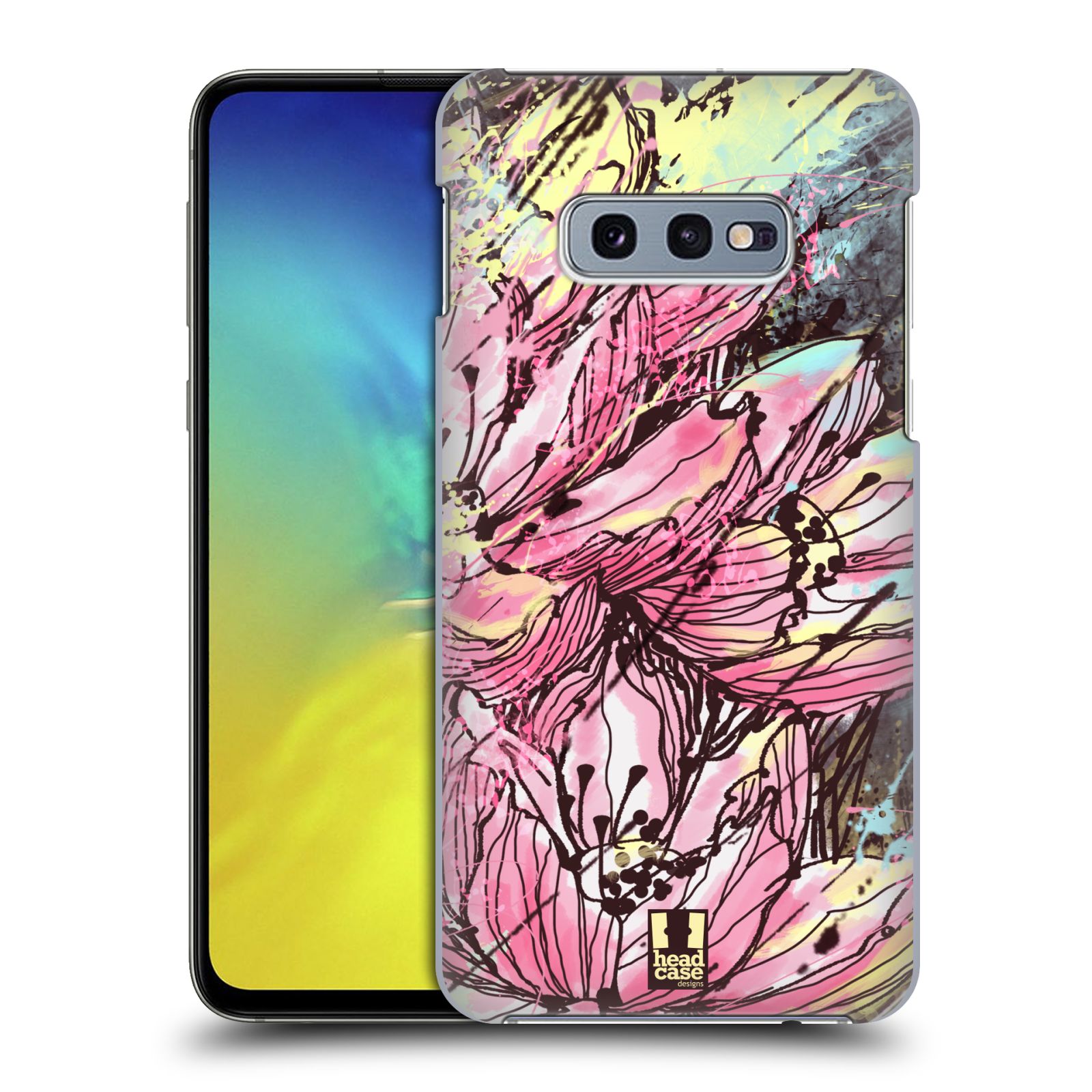 Pouzdro na mobil Samsung Galaxy S10e - HEAD CASE - vzor Kreslené barevné květiny RŮŽOVÁ HANAKOTOBA