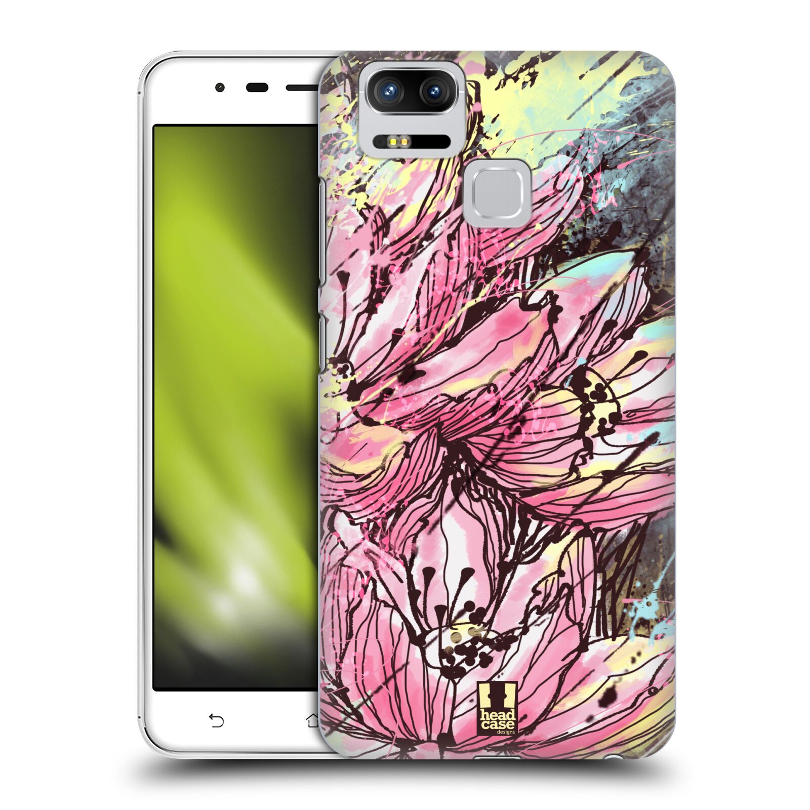 HEAD CASE plastový obal na mobil Asus Zenfone 3 Zoom ZE553KL vzor Kreslené barevné květiny RŮŽOVÁ HANAKOTOBA
