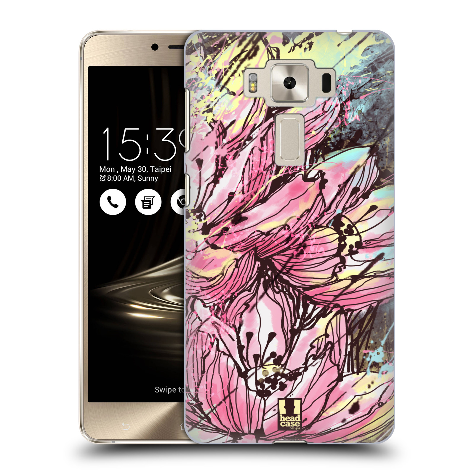 HEAD CASE plastový obal na mobil Asus Zenfone 3 DELUXE ZS550KL vzor Kreslené barevné květiny RŮŽOVÁ HANAKOTOBA