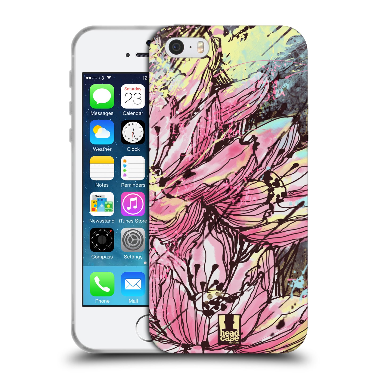 HEAD CASE silikonový obal na mobil Apple Iphone SE vzor Kreslené barevné květiny RŮŽOVÁ HANAKOTOBA