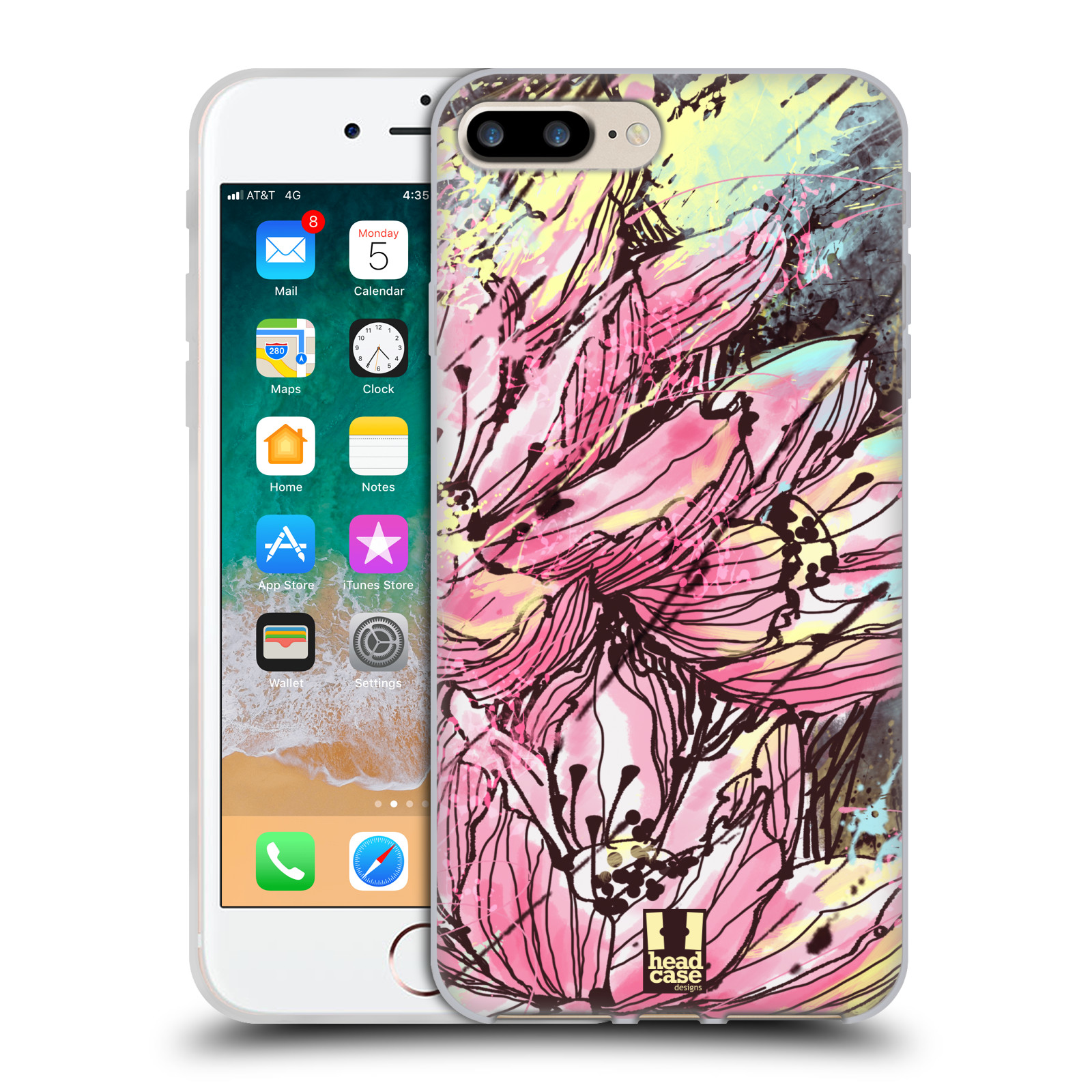 HEAD CASE silikonový obal na mobil Apple Iphone 7 PLUS vzor Kreslené barevné květiny RŮŽOVÁ HANAKOTOBA