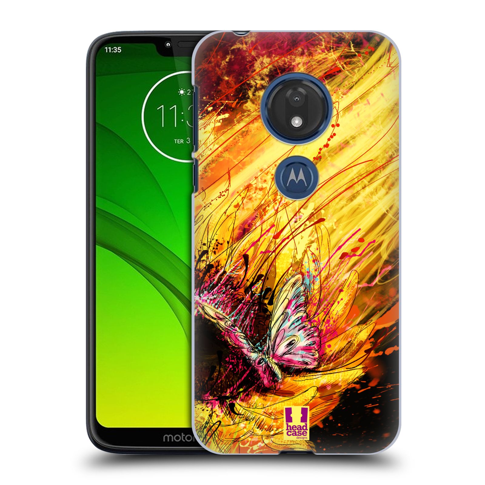 Pouzdro na mobil Motorola Moto G7 Play vzor Kreslené barevné květiny SLUNEČNICE