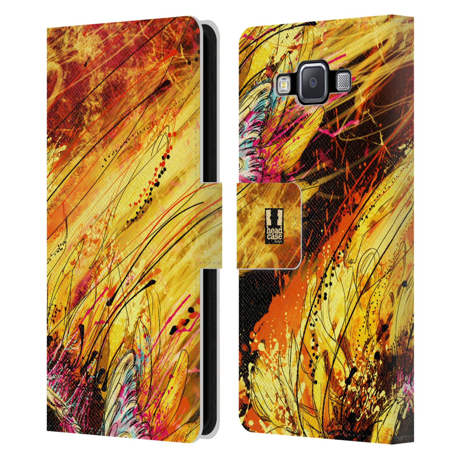 HEAD CASE Flipové pouzdro pro mobil Samsung Galaxy A5 barevná malba květy slunečnice žlutá