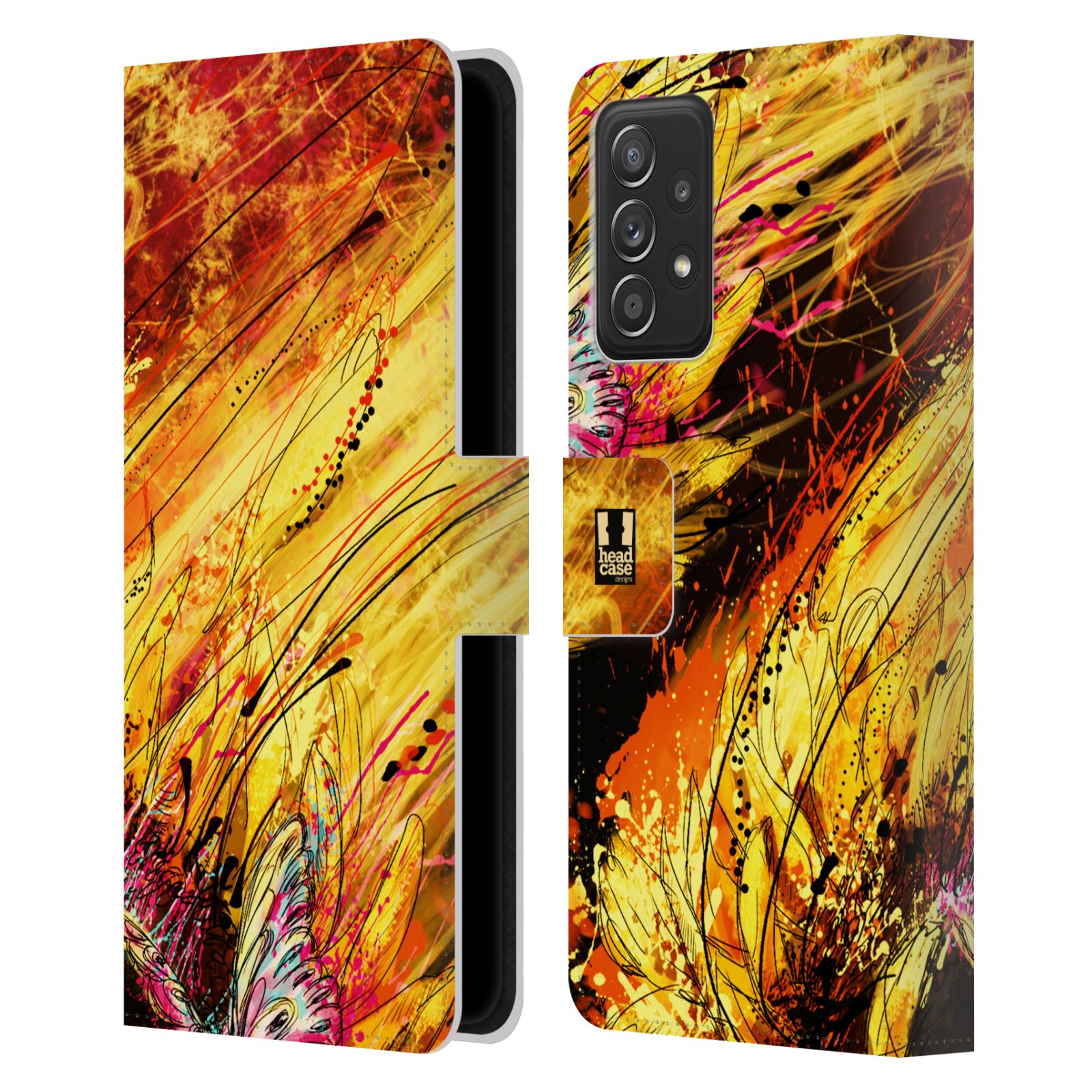 Pouzdro HEAD CASE na mobil Samsung Galaxy A52 / A52 5G / A52s 5G barevná malba květy slunečnice žlutá