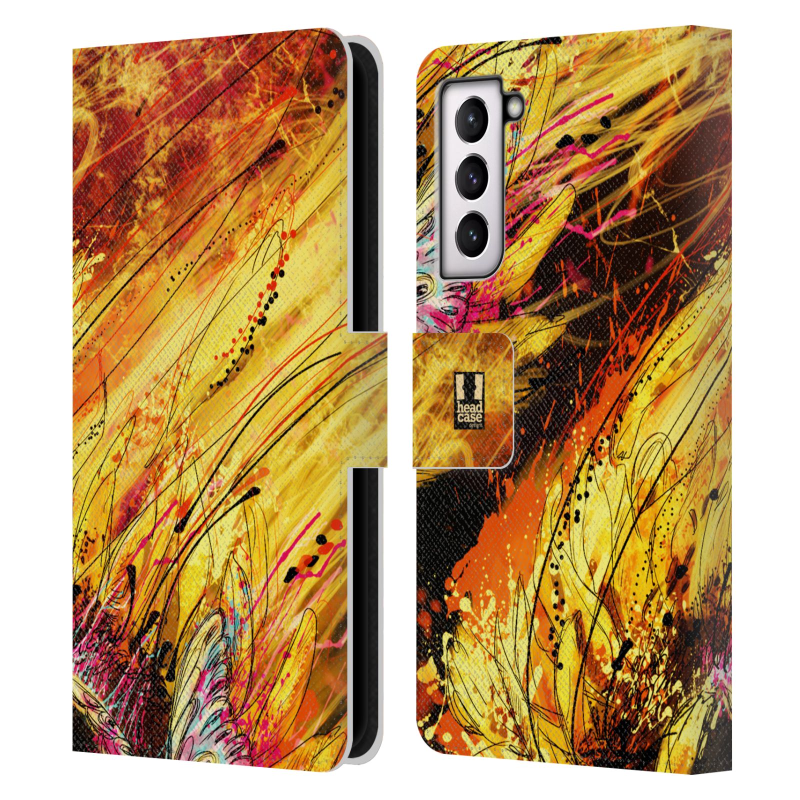 Pouzdro HEAD CASE na mobil Samsung Galaxy S21 / S21 5G barevná malba květy slunečnice žlutá