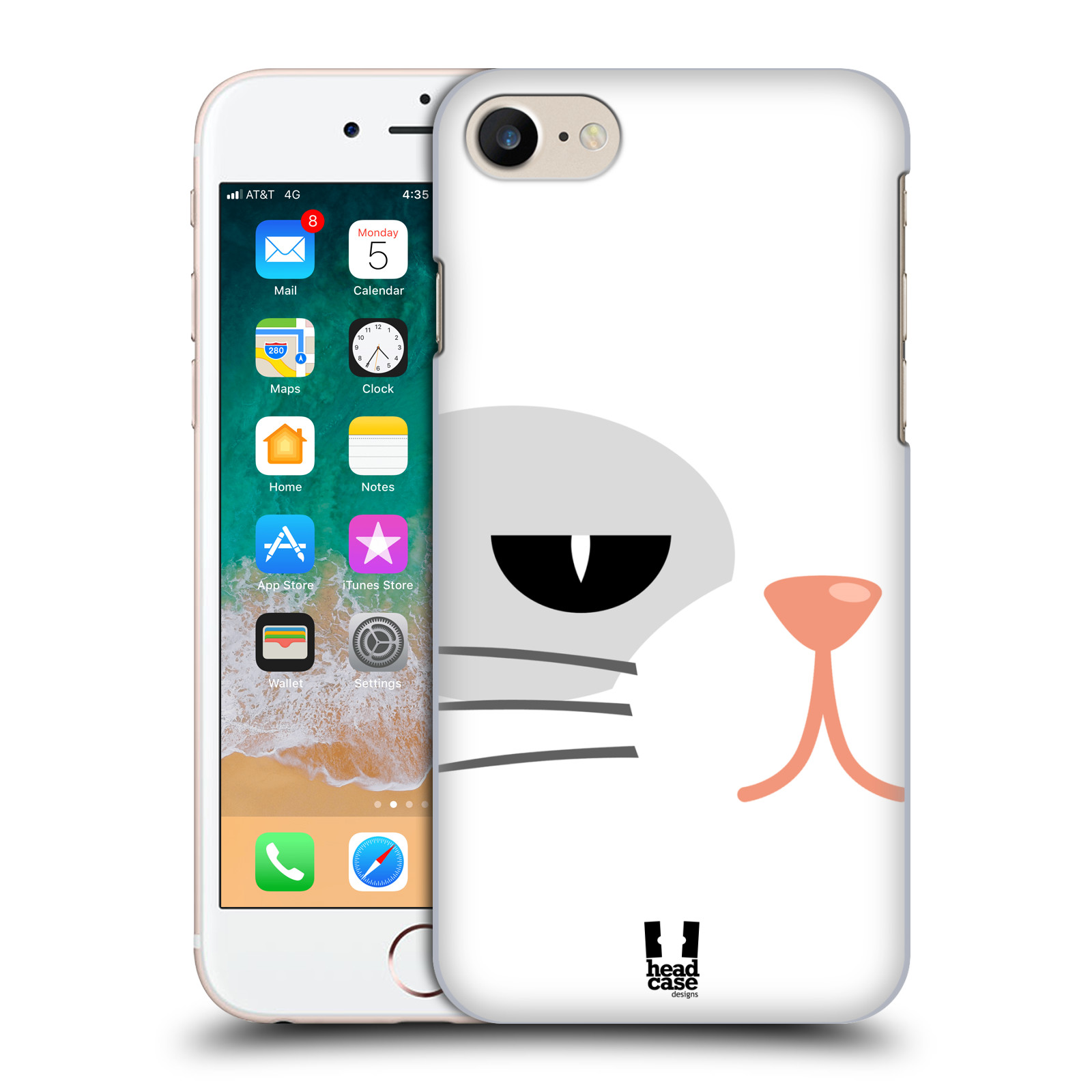 HEAD CASE plastový obal na mobil Apple Iphone 7 vzor Celá tvář zvíře kreslený portrét kočička