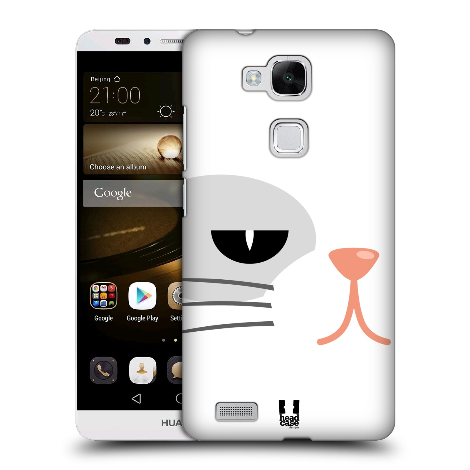 HEAD CASE plastový obal na mobil Huawei Mate 7 vzor Celá tvář zvíře kreslený portrét kočička