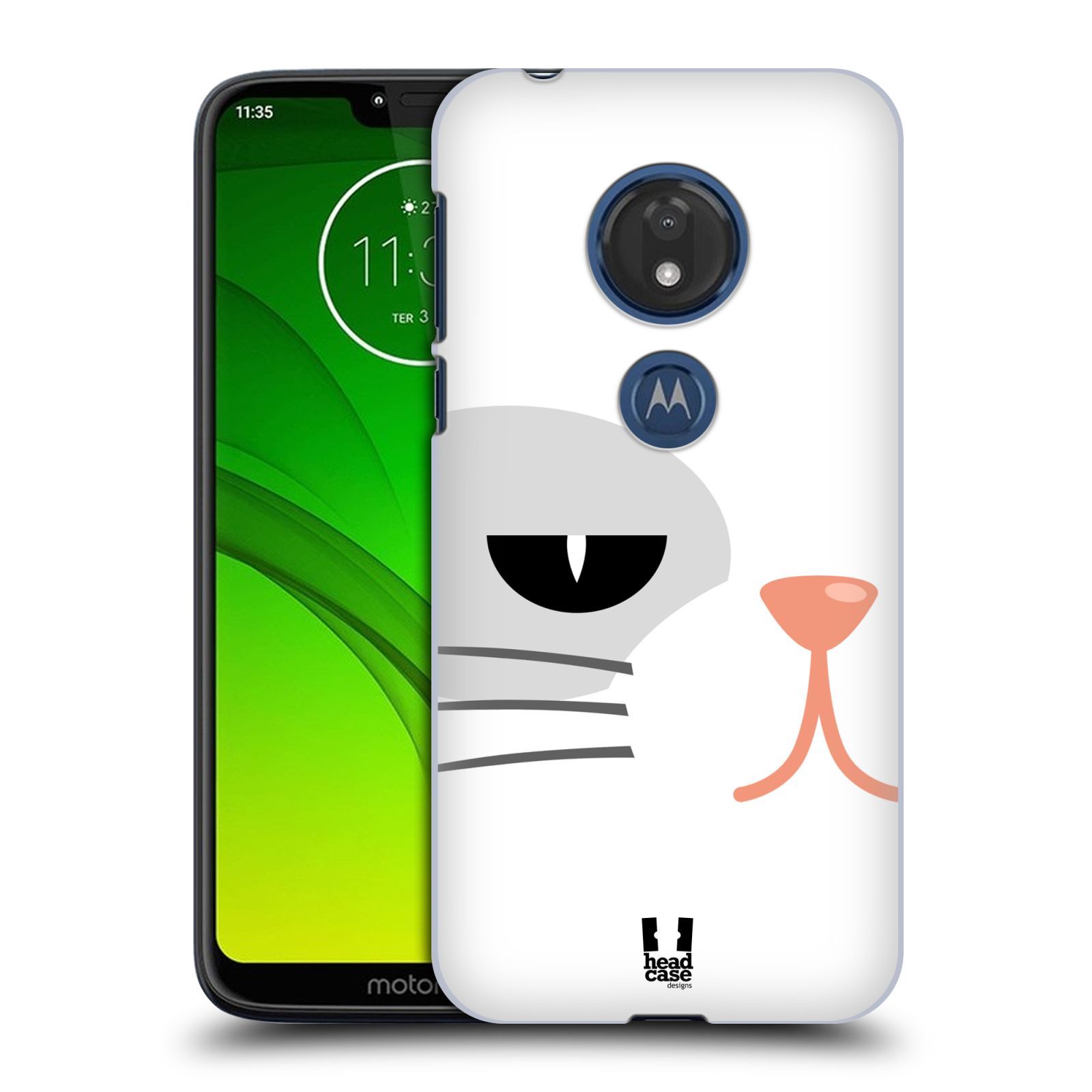 Pouzdro na mobil Motorola Moto G7 Play vzor Celá tvář zvíře kreslený portrét kočička