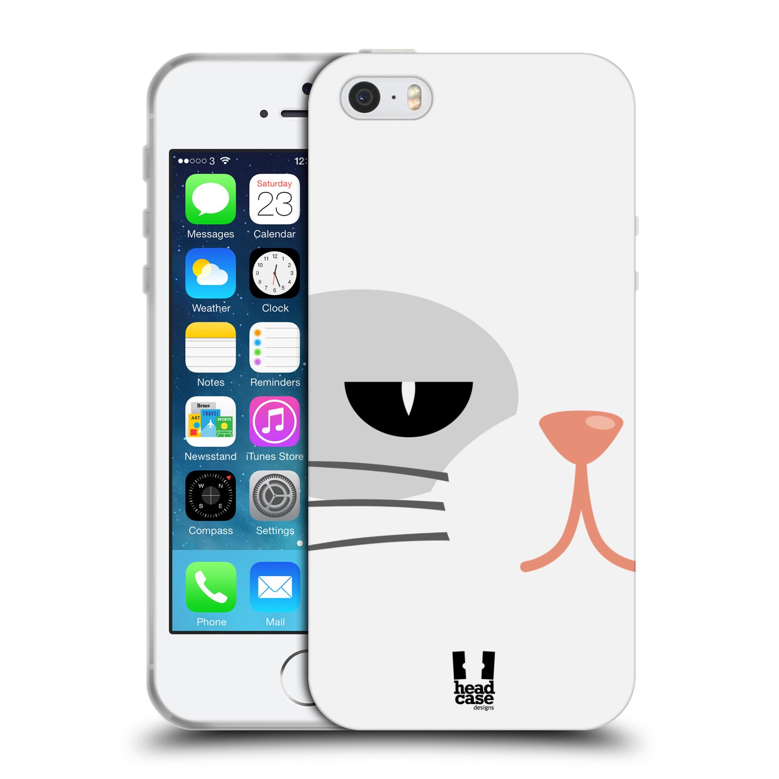 HEAD CASE silikonový obal na mobil Apple Iphone 5/5S vzor Celá tvář zvíře kreslený portrét kočička