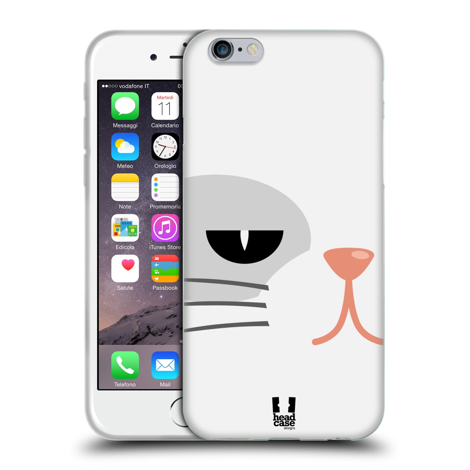 HEAD CASE silikonový obal na mobil Apple Iphone 6/6S vzor Celá tvář zvíře kreslený portrét kočička