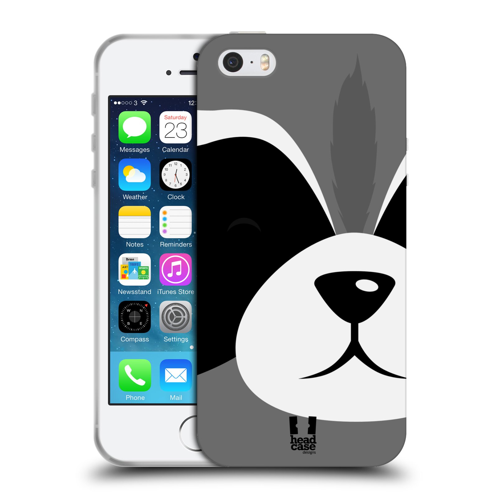 HEAD CASE silikonový obal na mobil Apple Iphone 5/5S vzor Celá tvář zvíře kreslený portrét mýval