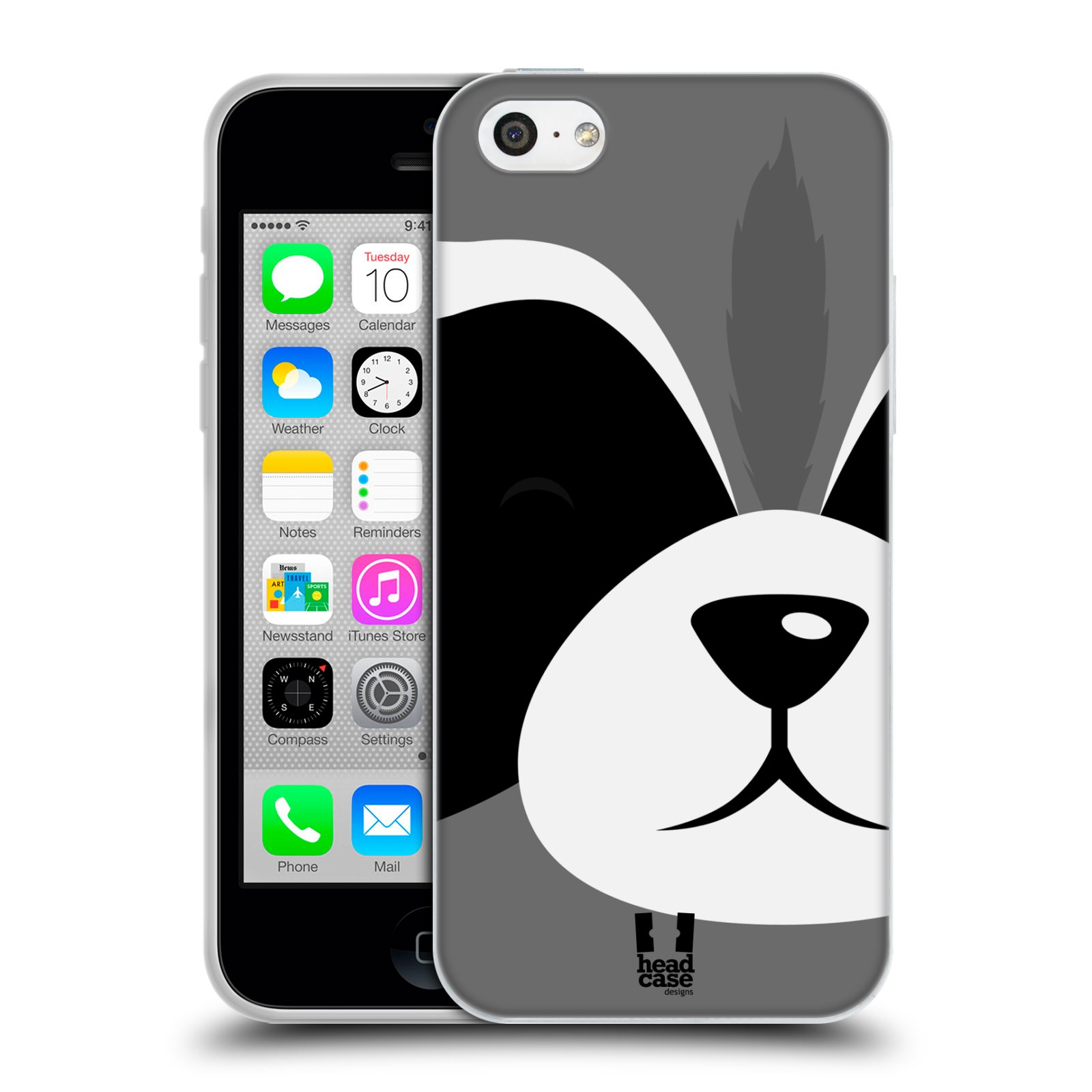 HEAD CASE silikonový obal na mobil Apple Iphone 5C vzor Celá tvář zvíře kreslený portrét mýval