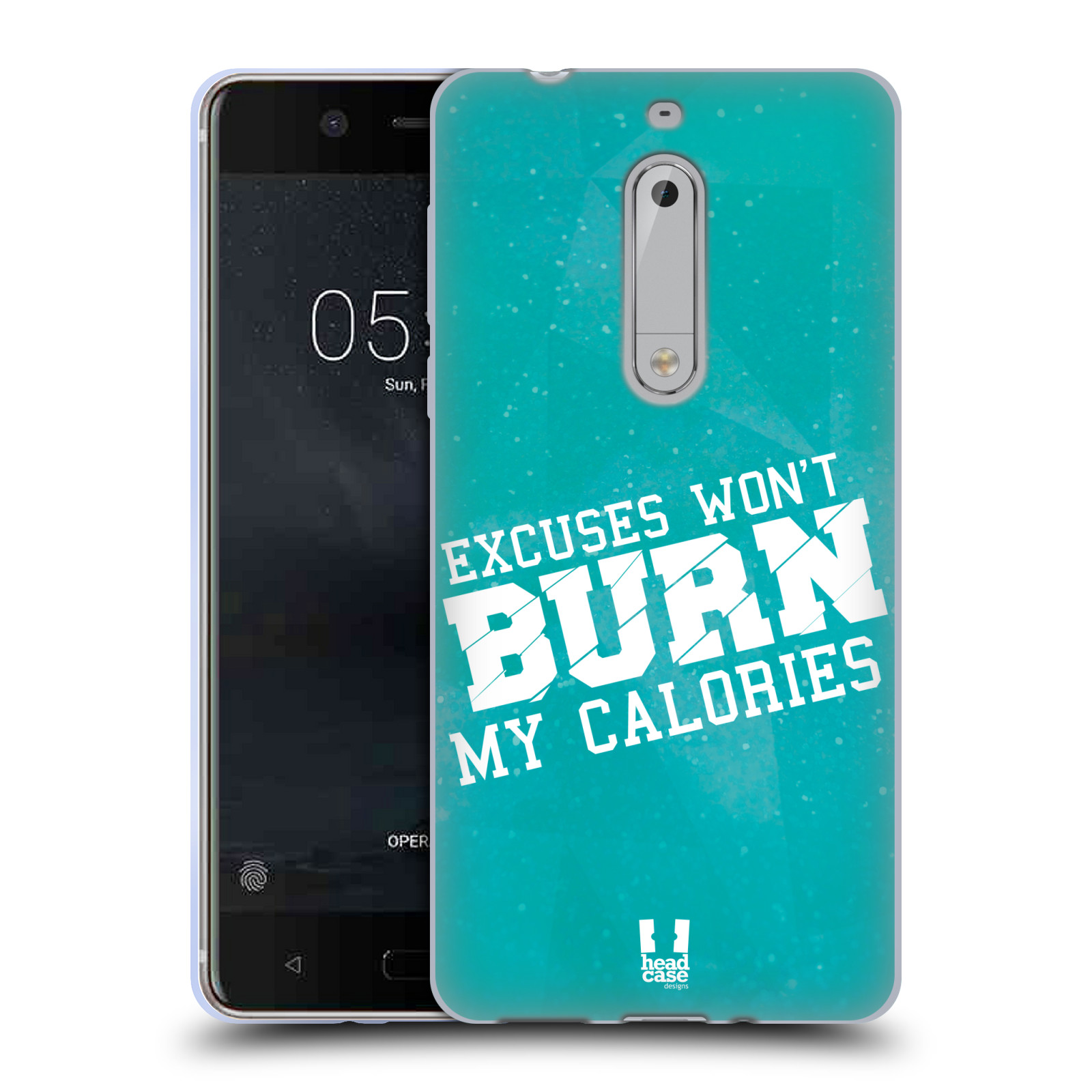 HEAD CASE silikonový obal na mobil Nokia 5 Sportovní nápisy motivace modrá barva
