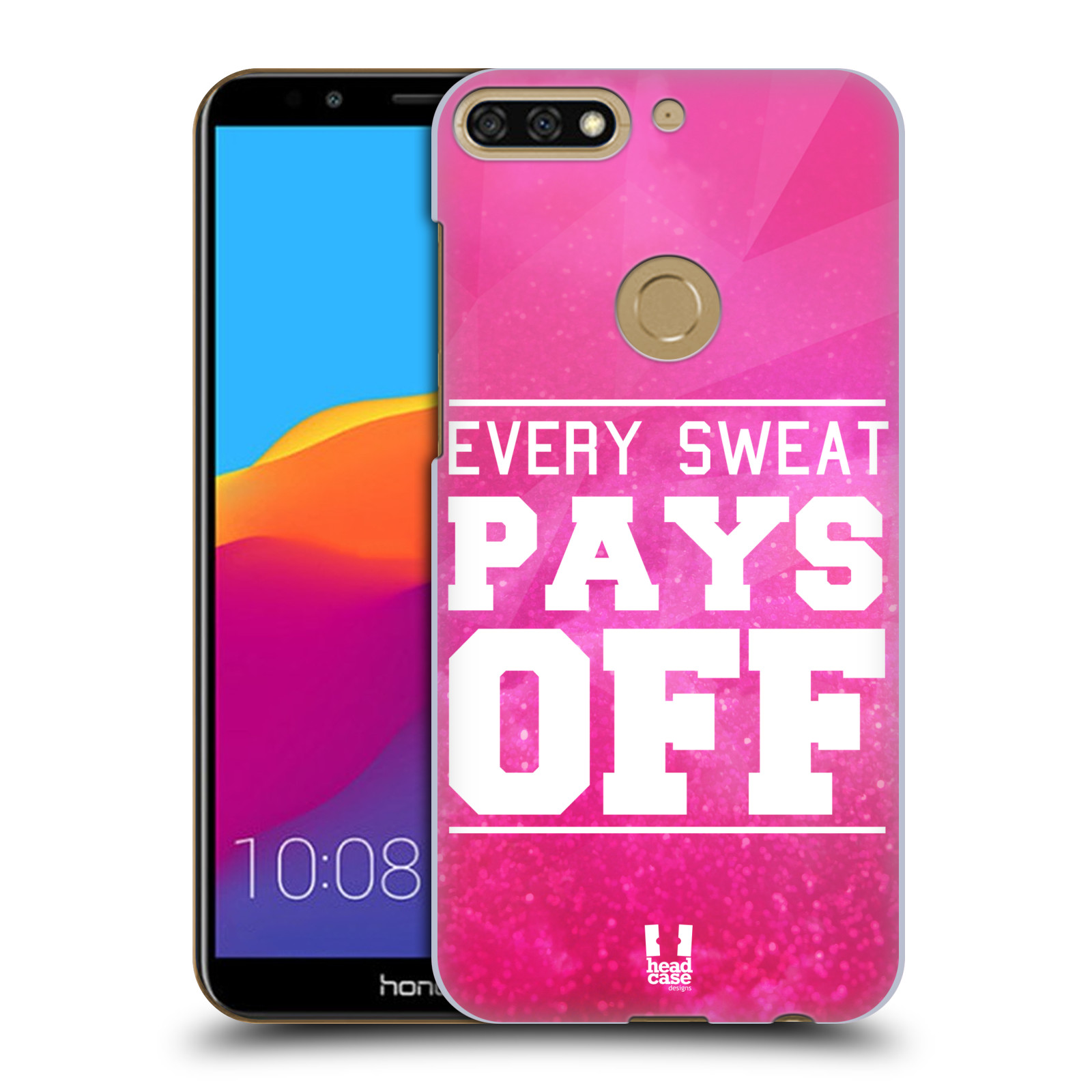 HEAD CASE plastový obal na mobil Honor 7c Sportovní nápisy růžová barva POT a DŘINA