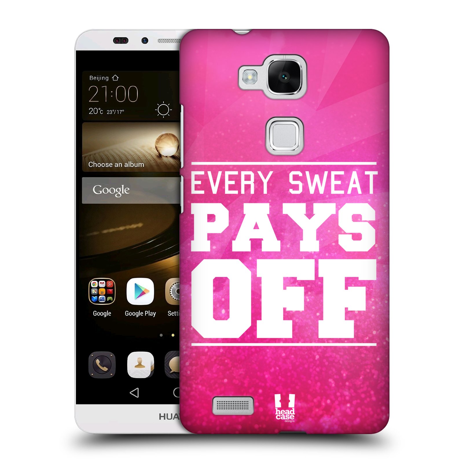 HEAD CASE plastový obal na mobil Huawei Mate 7 Sportovní nápisy růžová barva POT a DŘINA