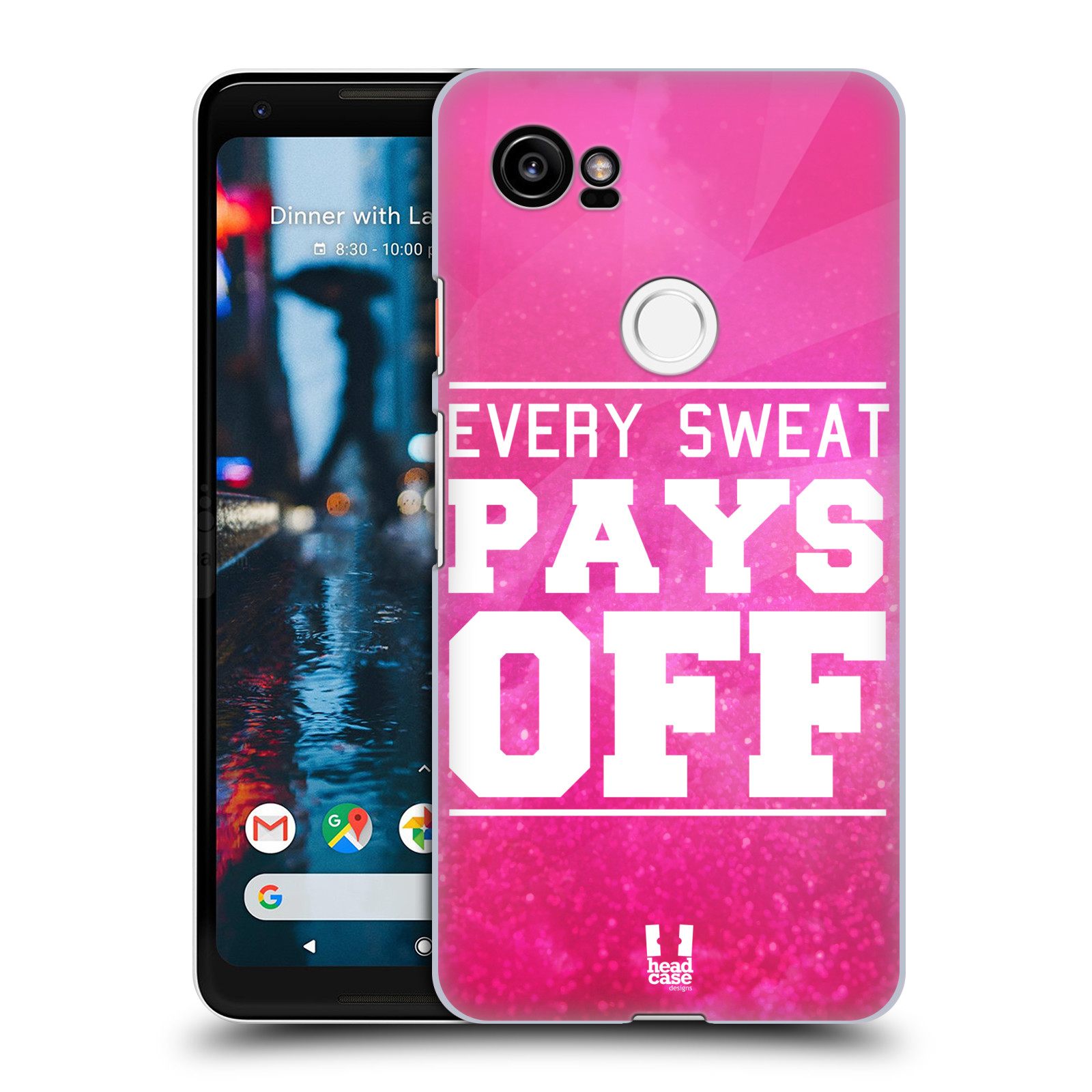 HEAD CASE plastový obal na mobil Google Pixel 2 XL Sportovní nápisy růžová barva POT a DŘINA