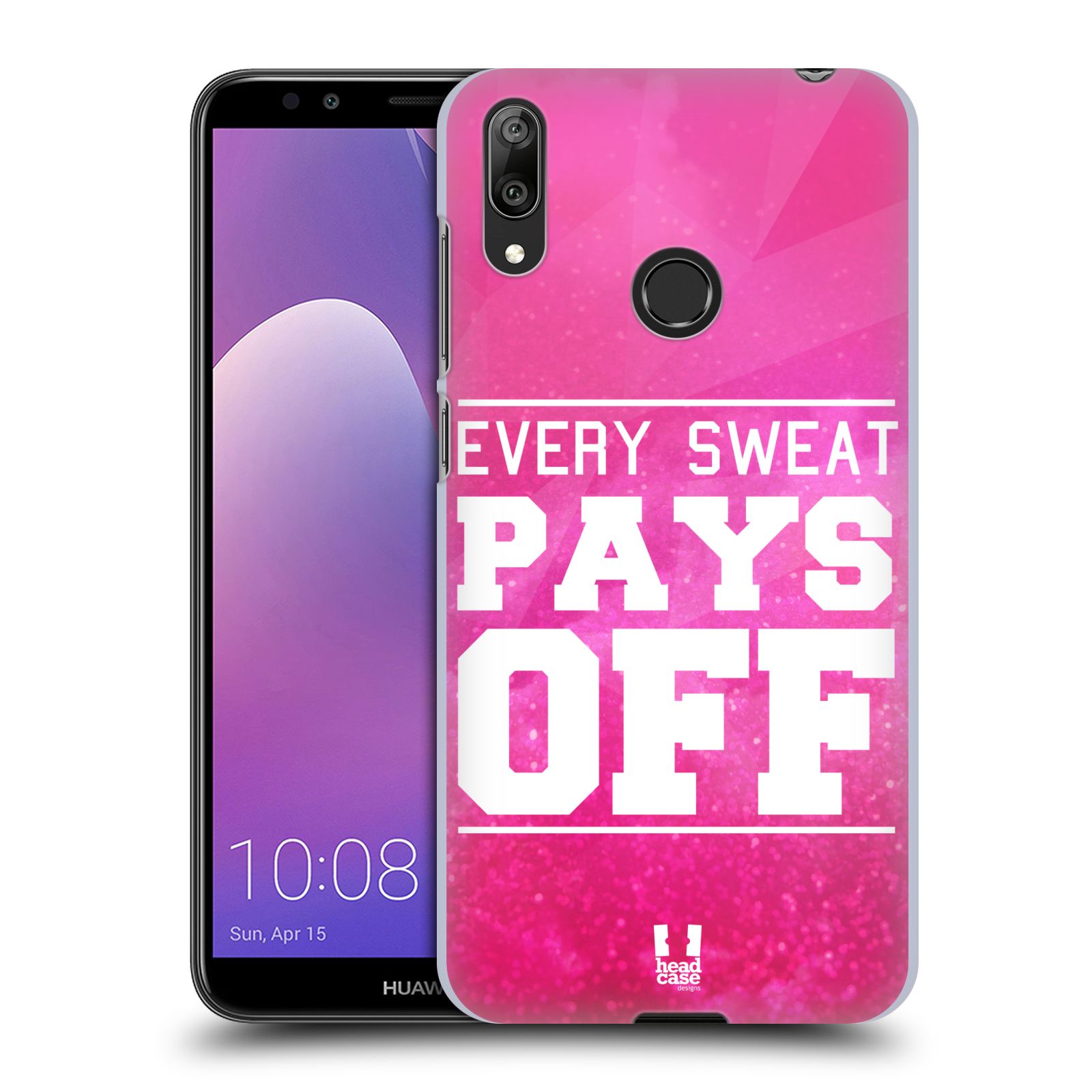 Pouzdro na mobil Huawei Y7 2019 - Head Case - Sportovní nápisy růžová barva POT a DŘINA