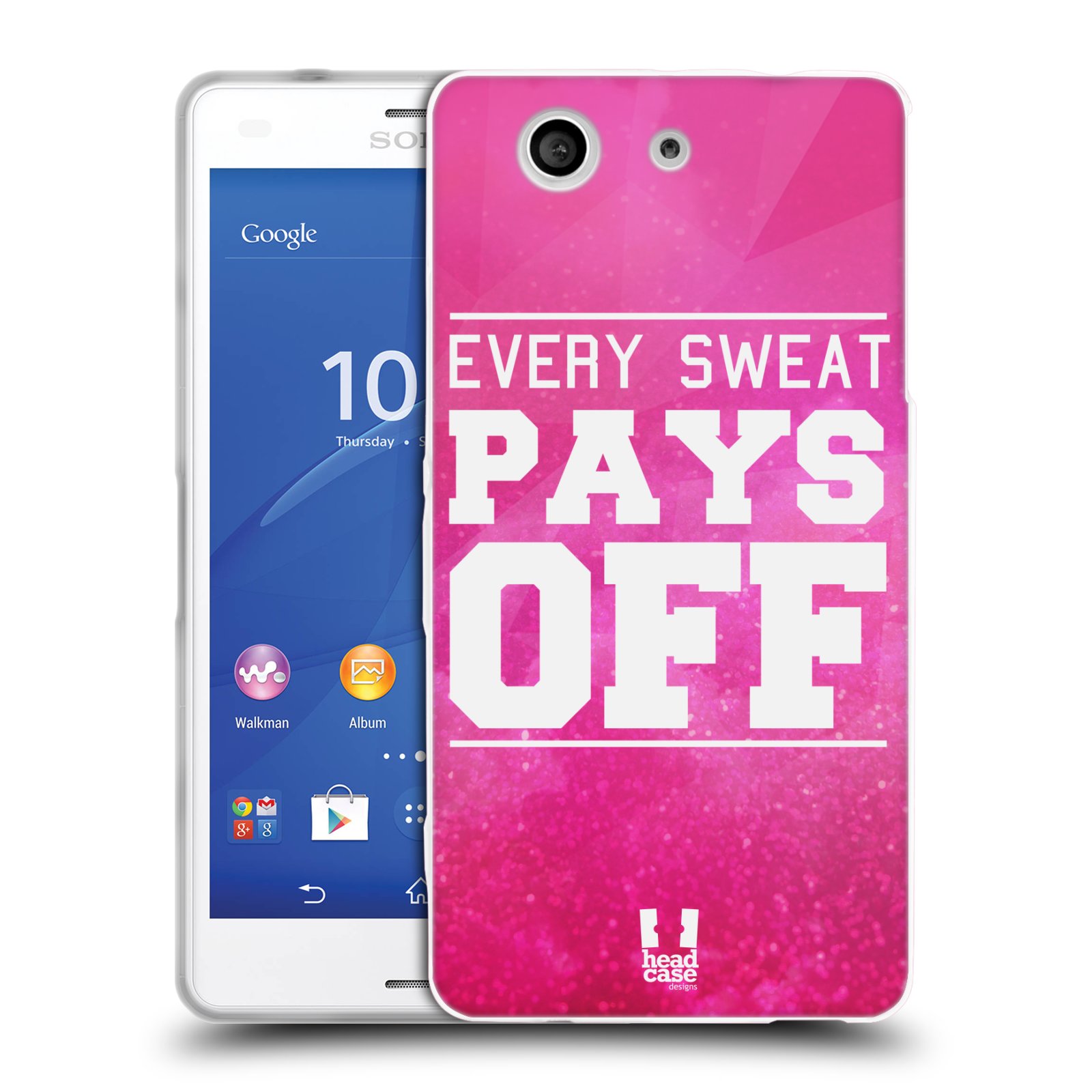 HEAD CASE silikonový obal na mobil Sony Xperia Z3 COMPACT Sportovní nápisy růžová barva POT a DŘINA