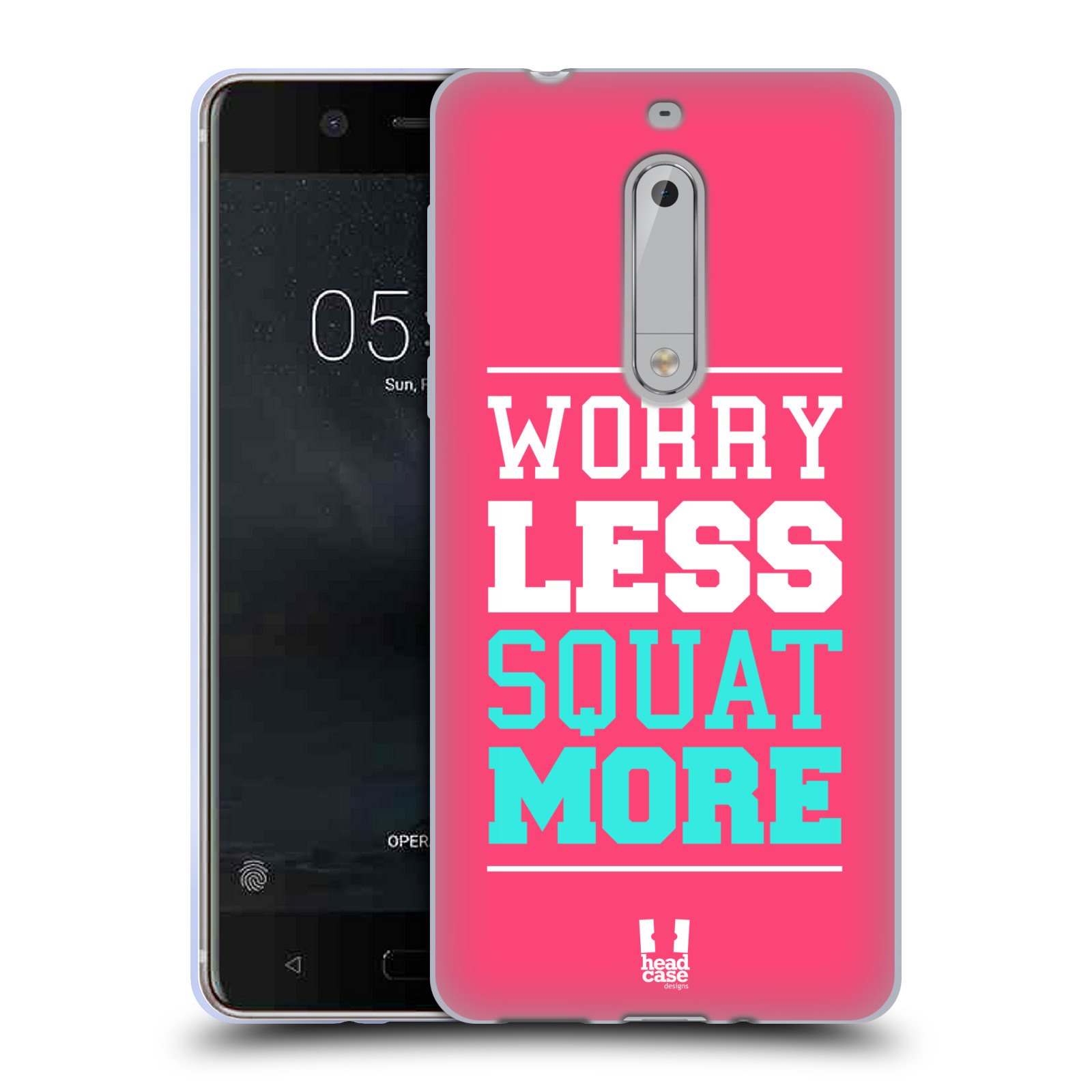HEAD CASE silikonový obal na mobil Nokia 5 Sportovní nápisy růžová barva DŘEPY