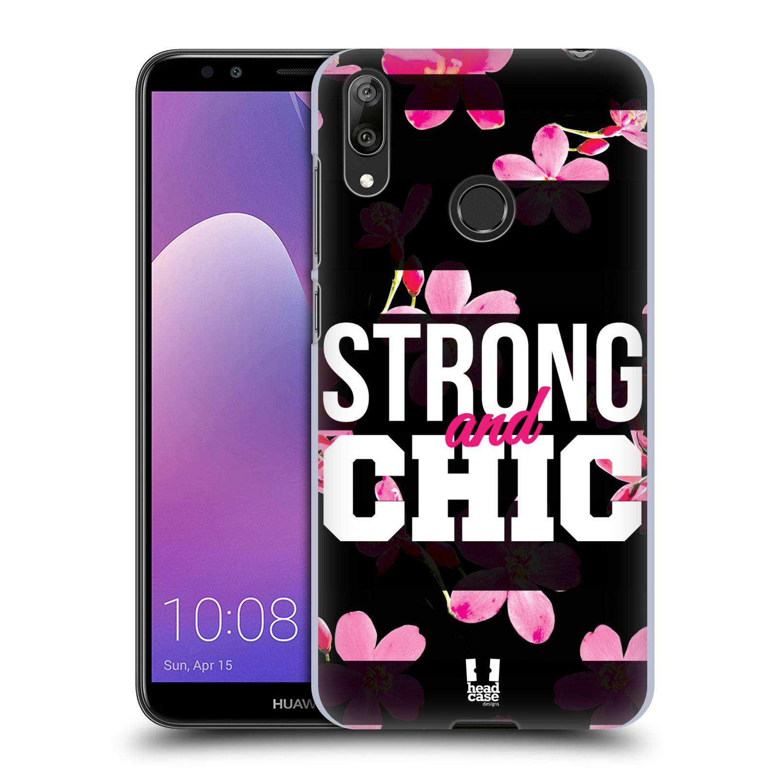Pouzdro na mobil Huawei Y7 2019 - Head Case - Sportovní nápisy STRONG and CHIC