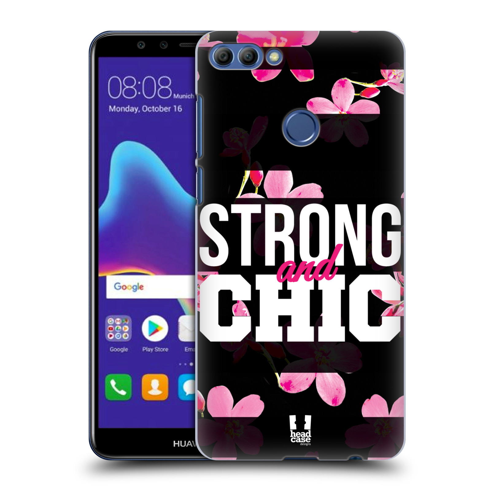 HEAD CASE plastový obal na mobil Huawei Y9 2018 Sportovní nápisy STRONG and CHIC