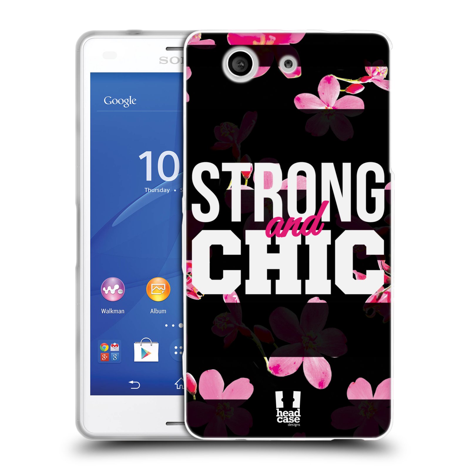 HEAD CASE silikonový obal na mobil Sony Xperia Z3 COMPACT Sportovní nápisy STRONG and CHIC
