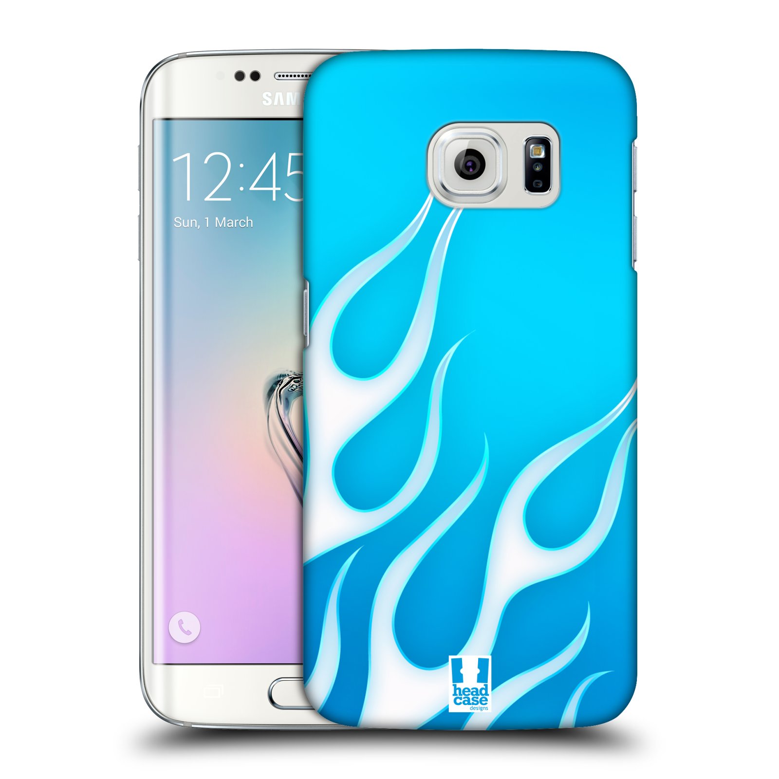 HEAD CASE plastový obal na mobil SAMSUNG Galaxy S6 EDGE (G9250, G925, G925F) vzor Motorismus ohnivé plameny MODRÁ