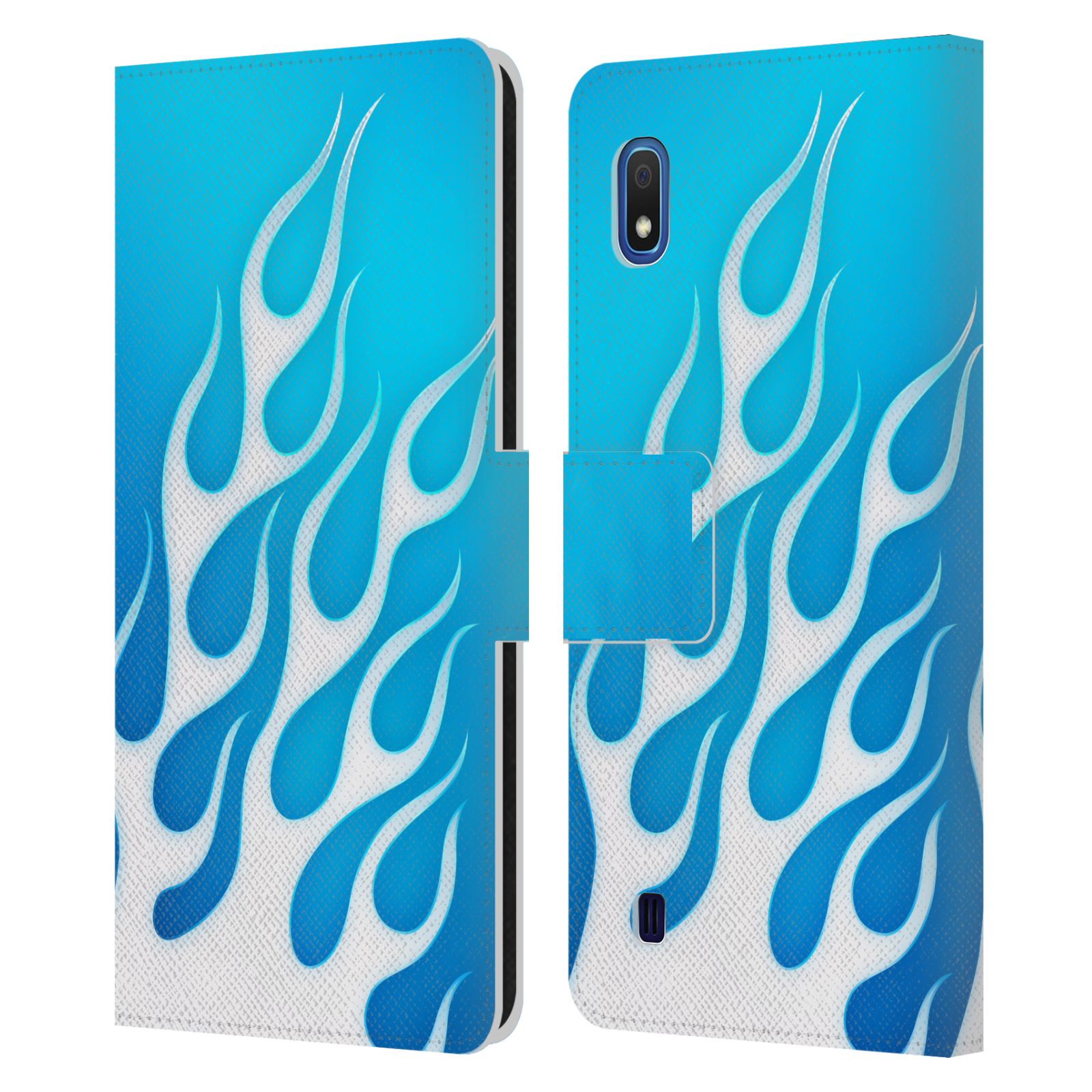Pouzdro na mobil Samsung Galaxy A10 barevné ohnivé plameny mrazivě modrá