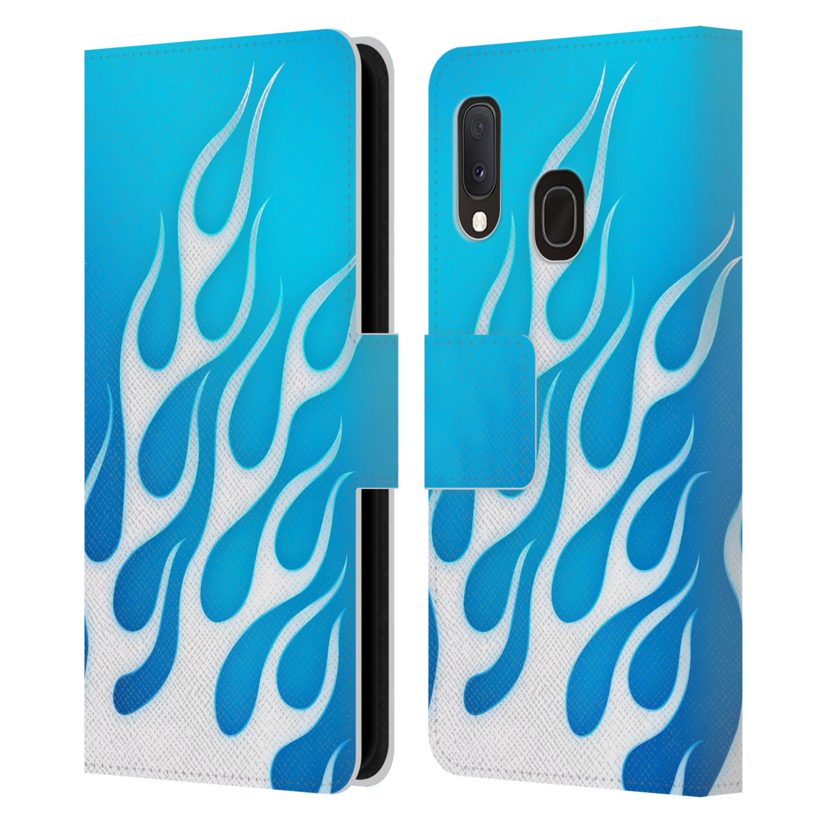 Pouzdro na mobil Samsung Galaxy A20e barevné ohnivé plameny mrazivě modrá