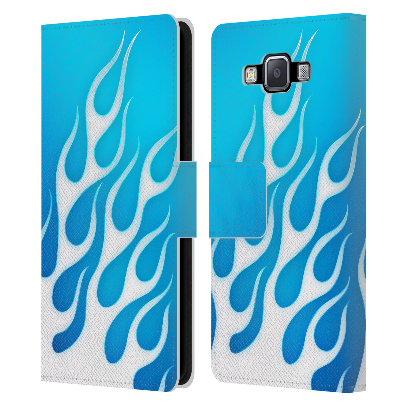 HEAD CASE Flipové pouzdro pro mobil Samsung Galaxy A5 barevné ohnivé plameny mrazivě modrá